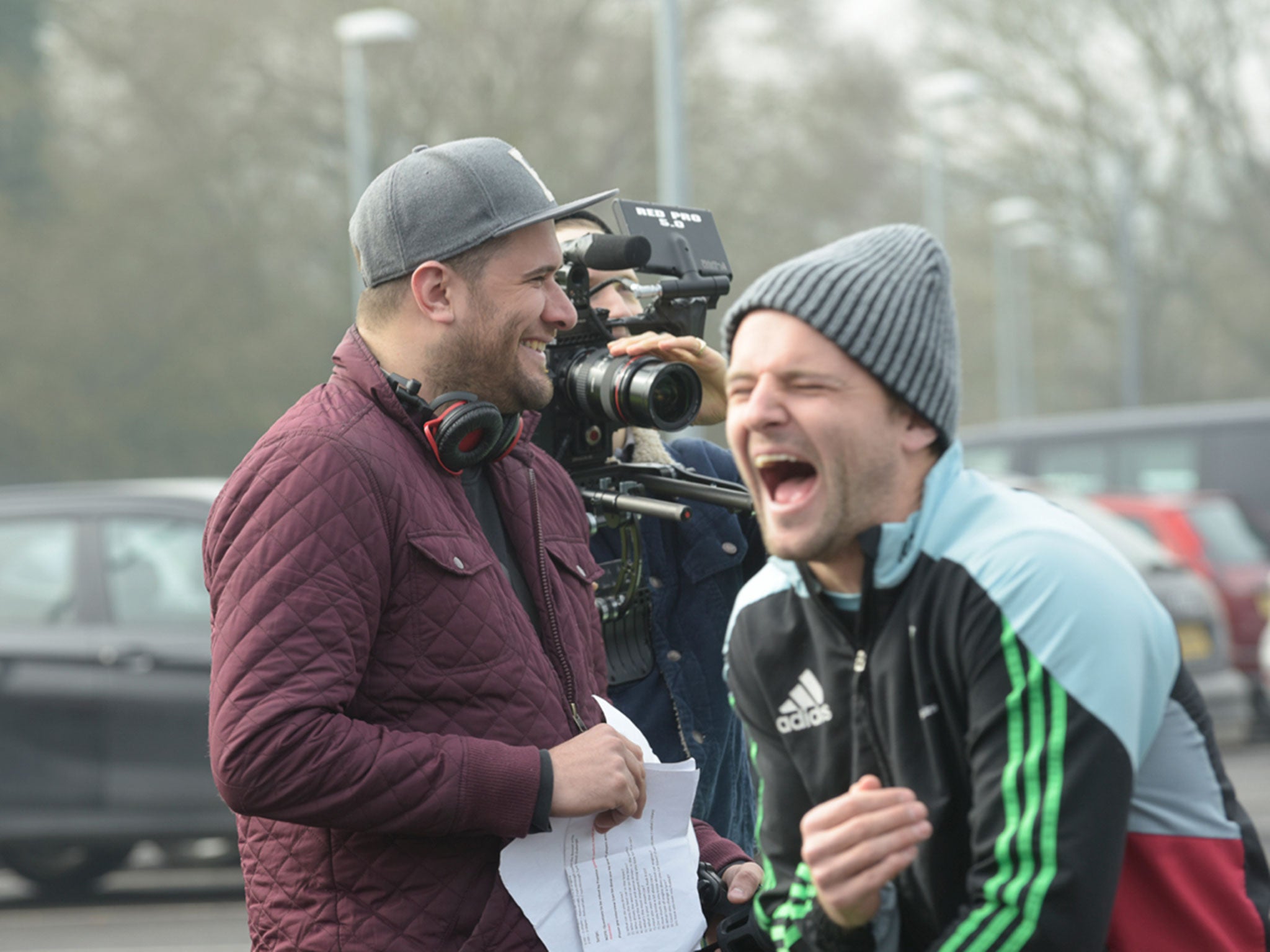 Nick Evans cracks up after being informed of the prank