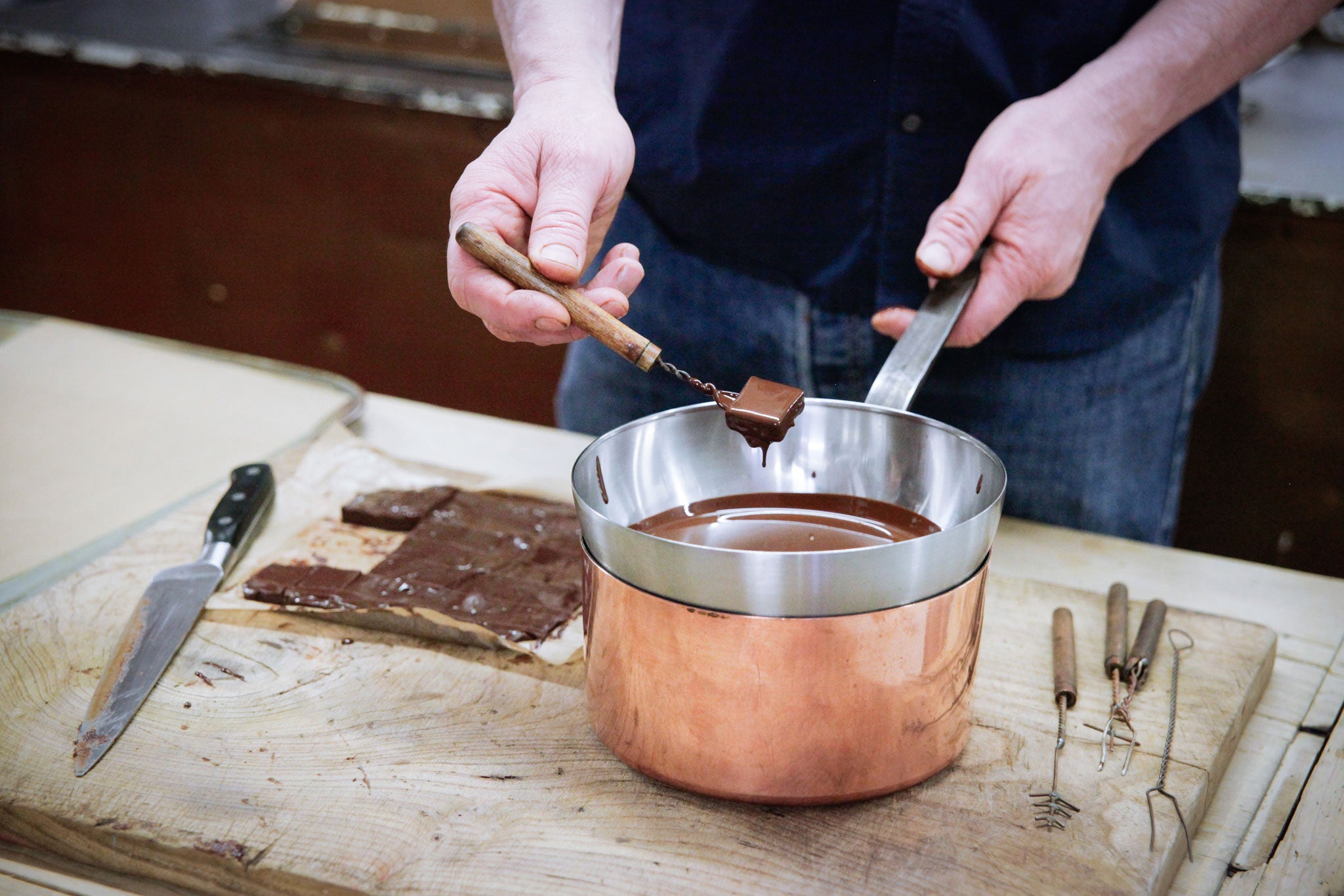 Harcourt-Cooze prepares his chocolate truffles