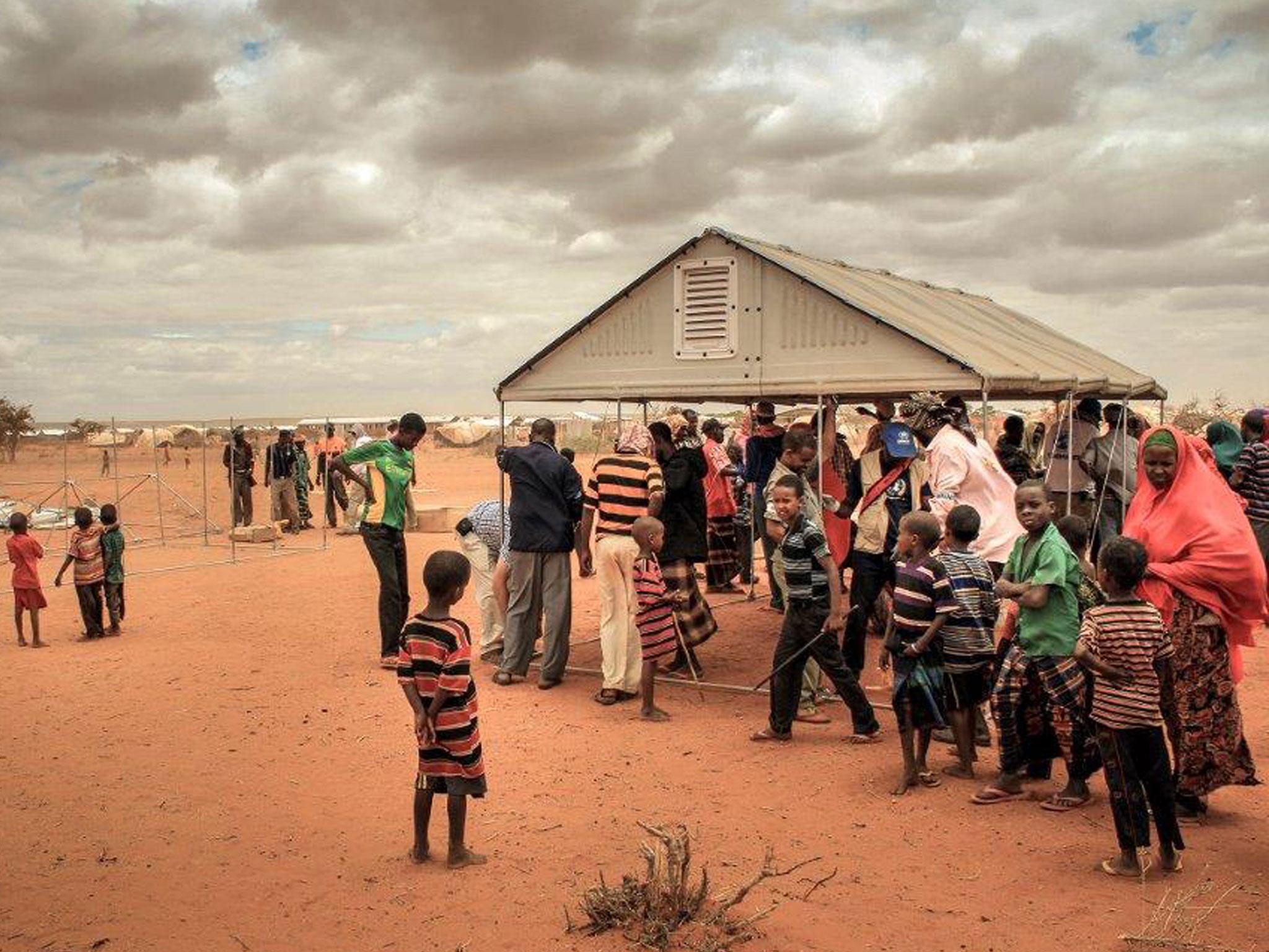 Assembly of Better Shelter prototype, Hilawyen Refugee camp, Dollo Ado, Ethiopia