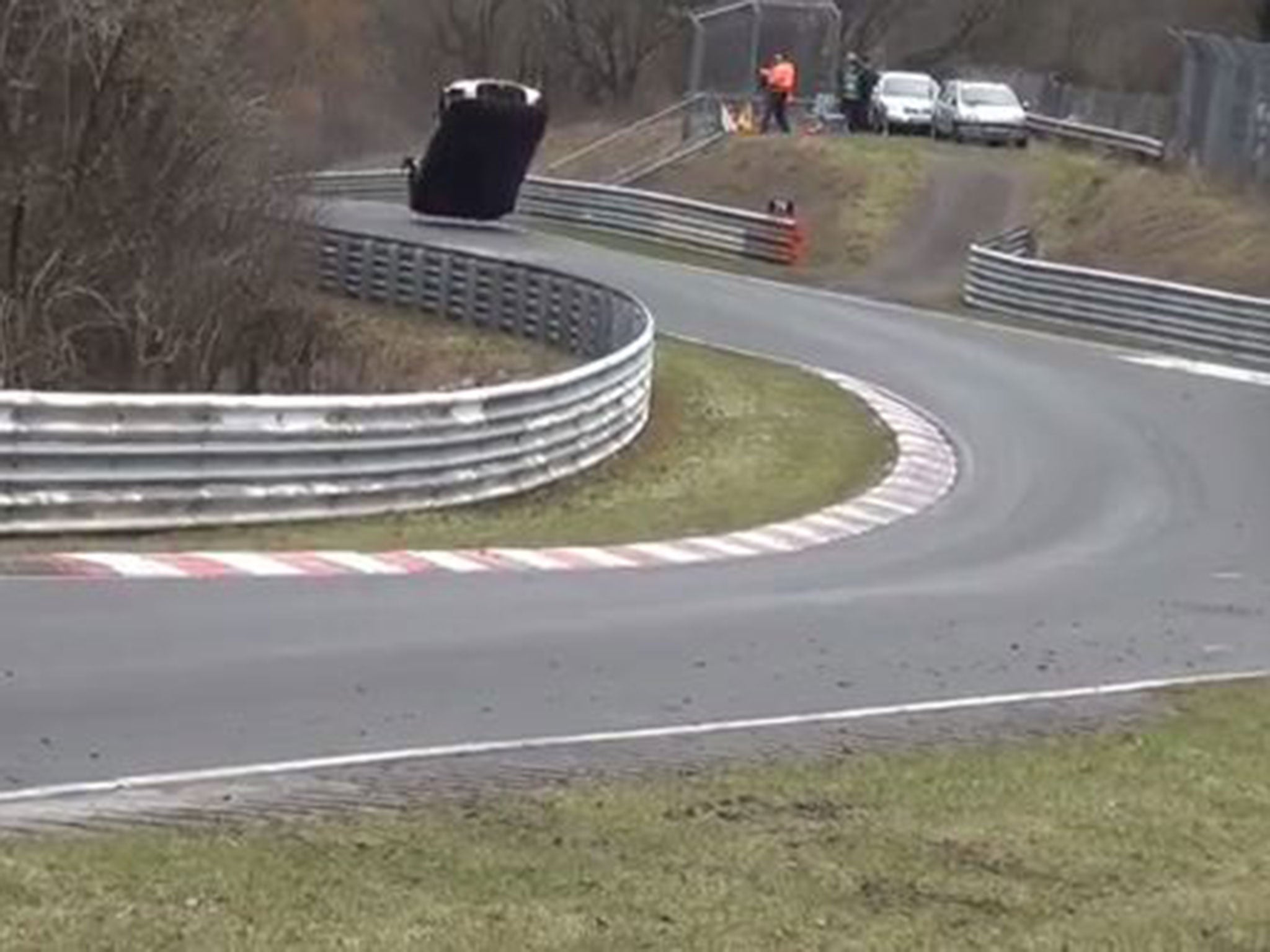 Mardenbrough's Nissan begins to lift of the track