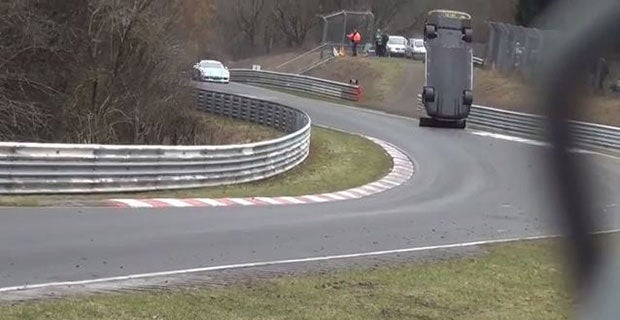 Mardenborough's Nissan GT-R flips over