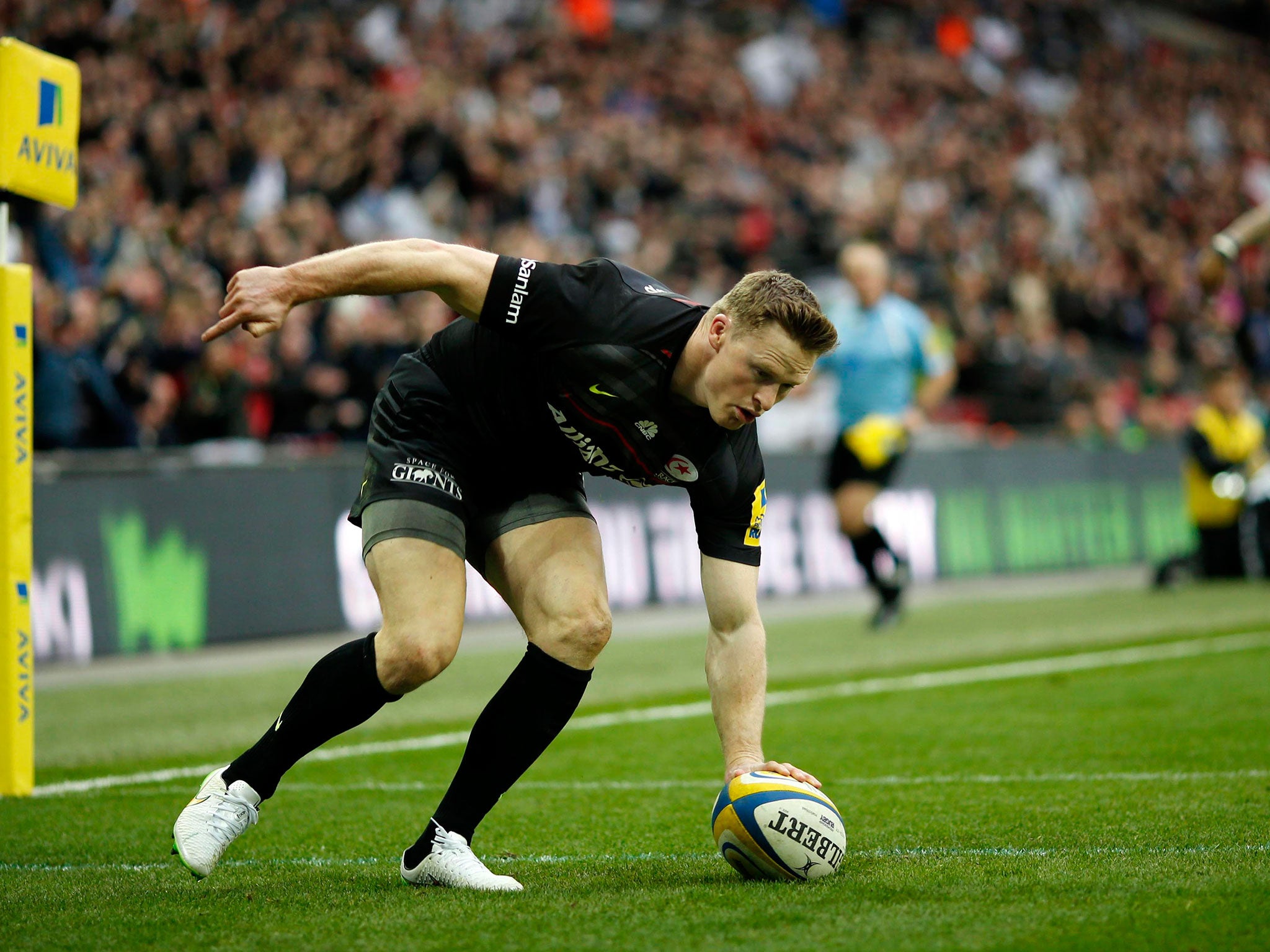 Cris Ashton touches down to score his first for Saracens