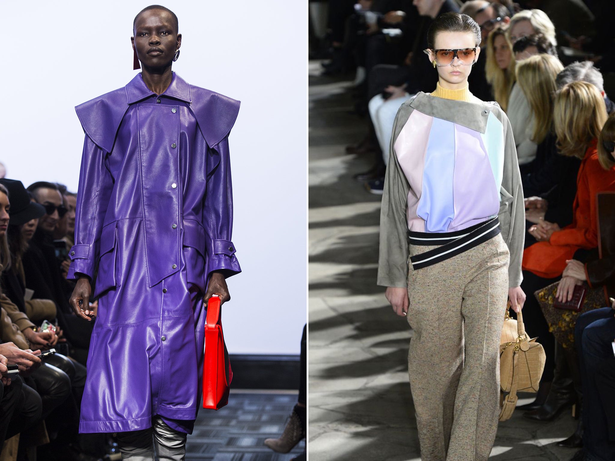 Anderson’s clothes are frequently innovative as seen below, both on his own label, left, and for Loewe