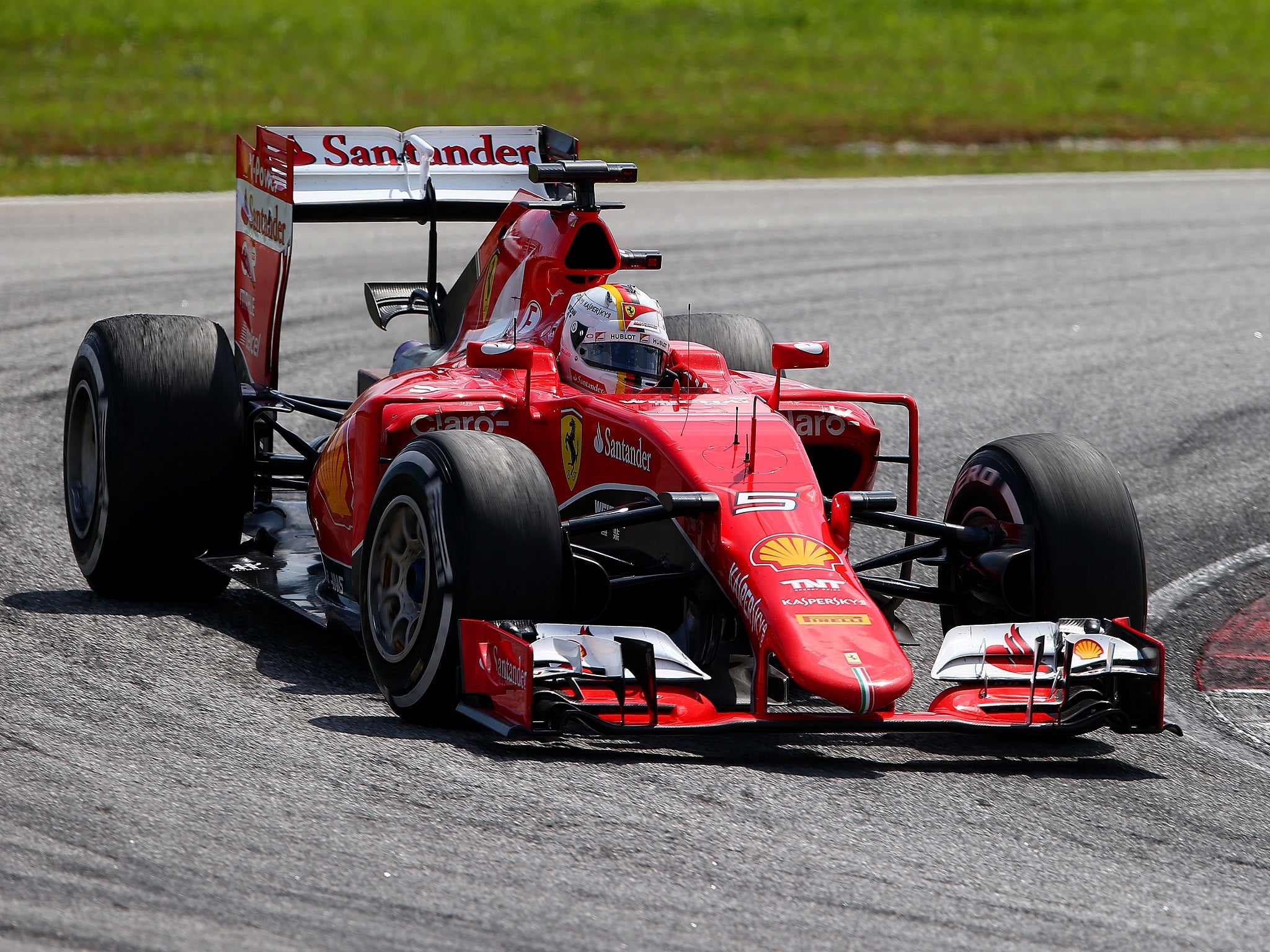 Vettel dropped to third but took the lead once the Mercedes pair pitted