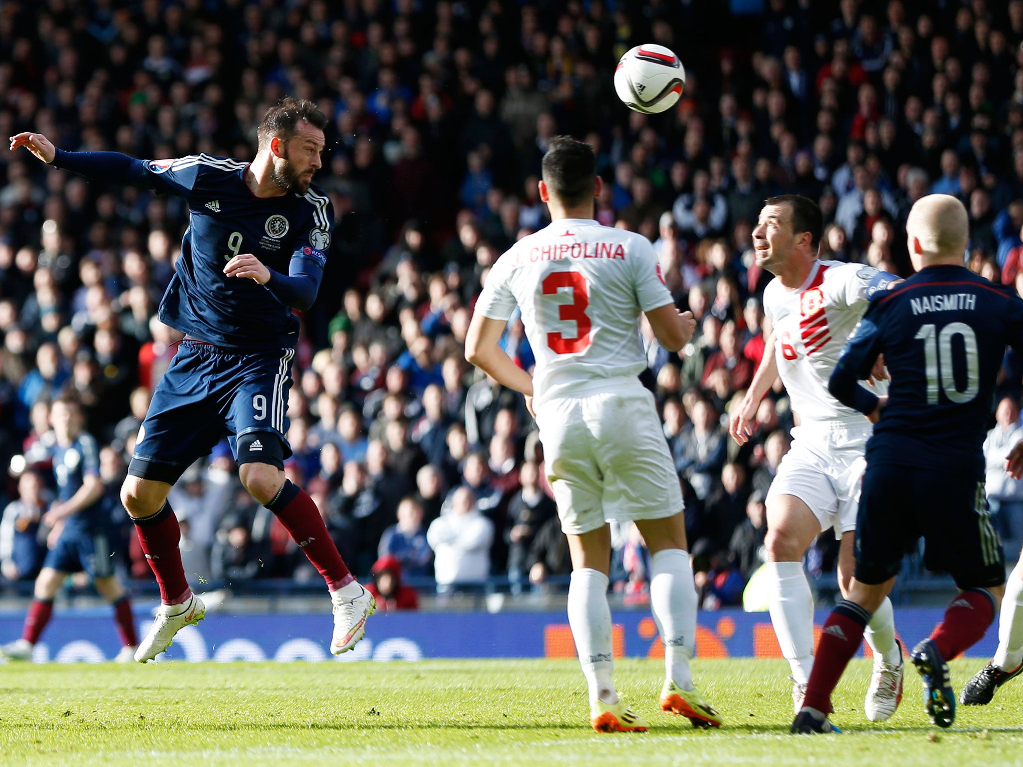 Steven Fletcher scores the second goal for Scotland