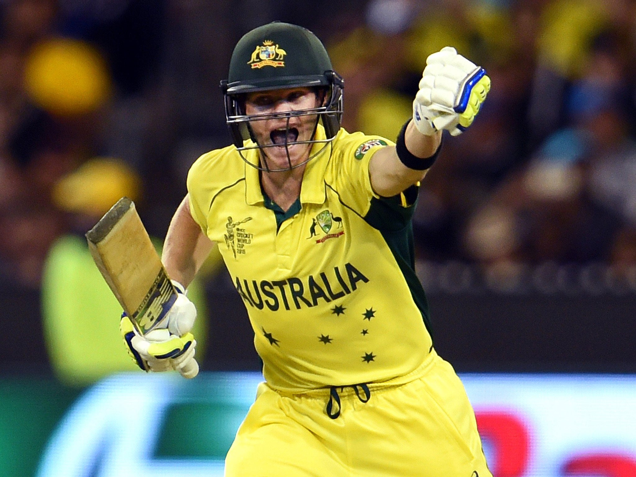 Steve Smith celebrates after hitting the winning run