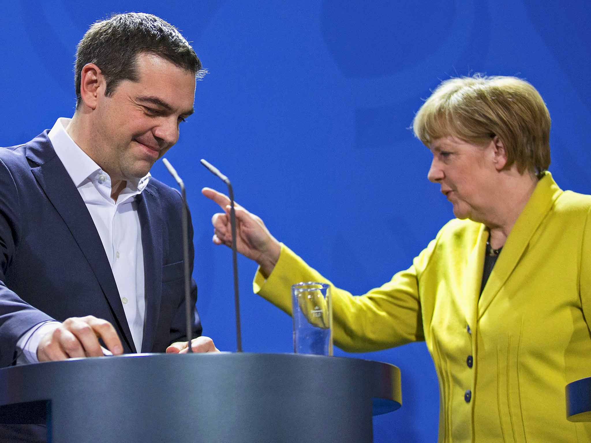 Alexis Tsipras and Angela Merkel in Berlin