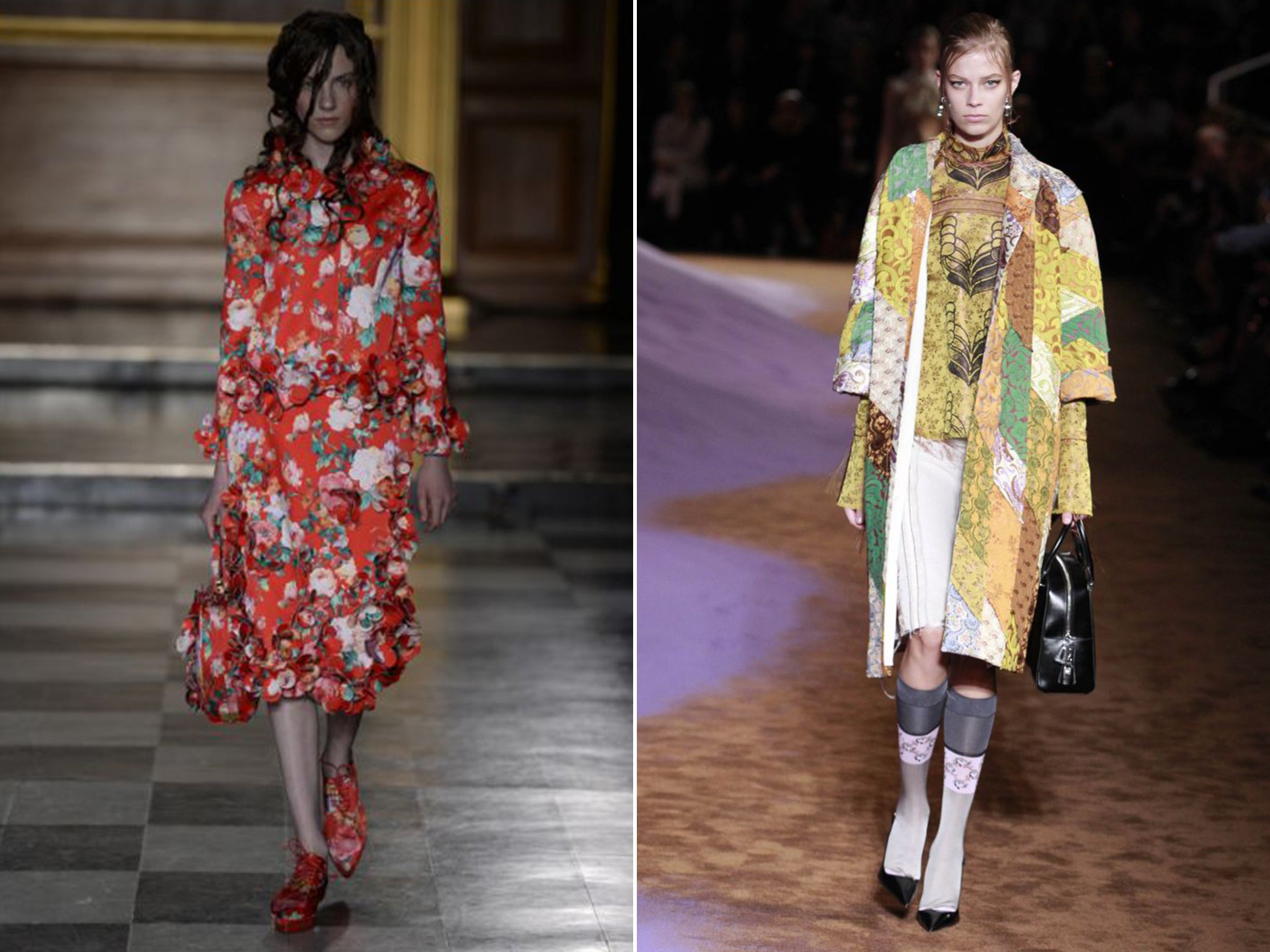 Simone Rocha, left, and Prada, right