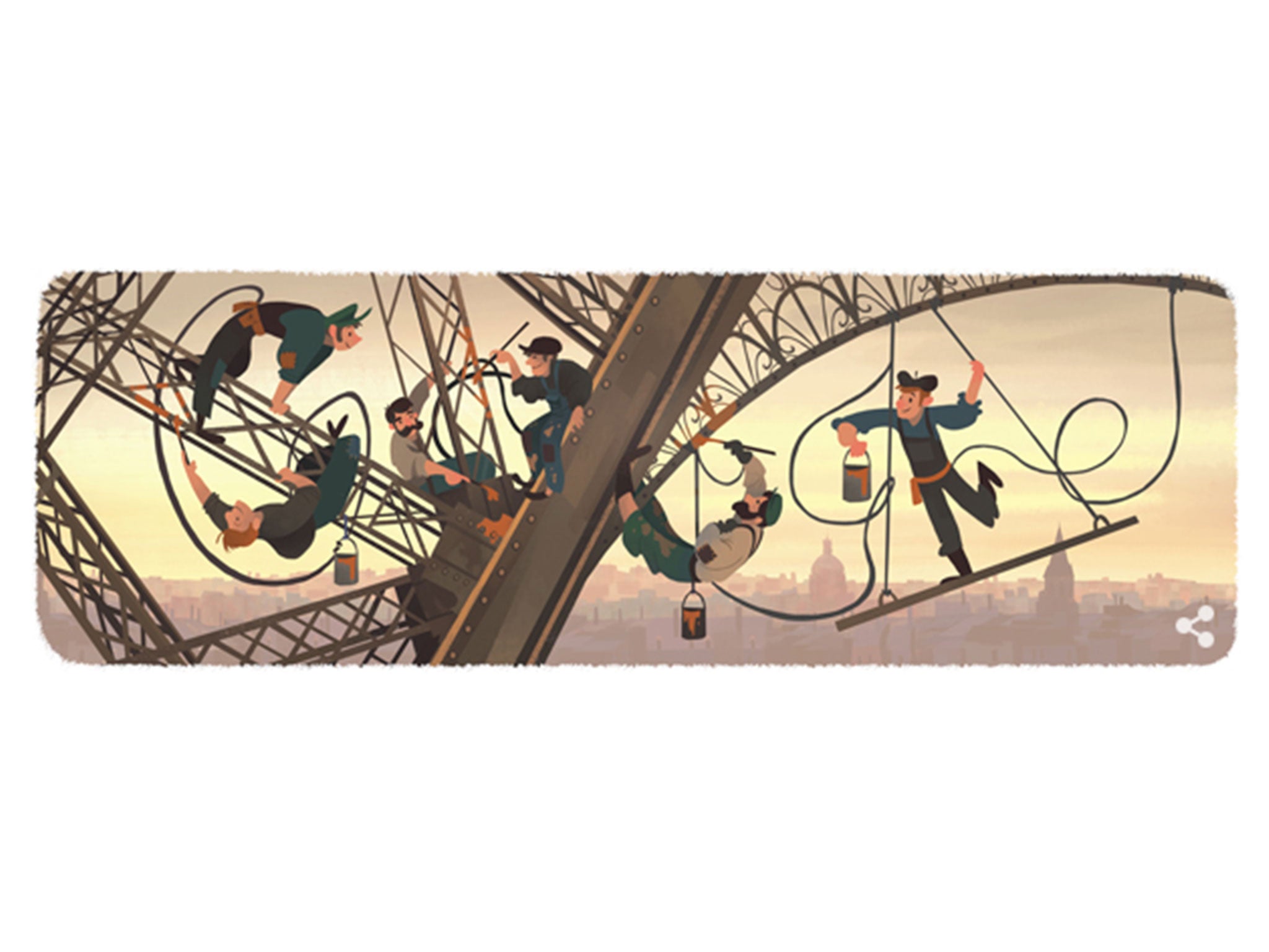 Google celebrates the 126th anniversary of the Eiffel Tower opening its doors to the public for the first time