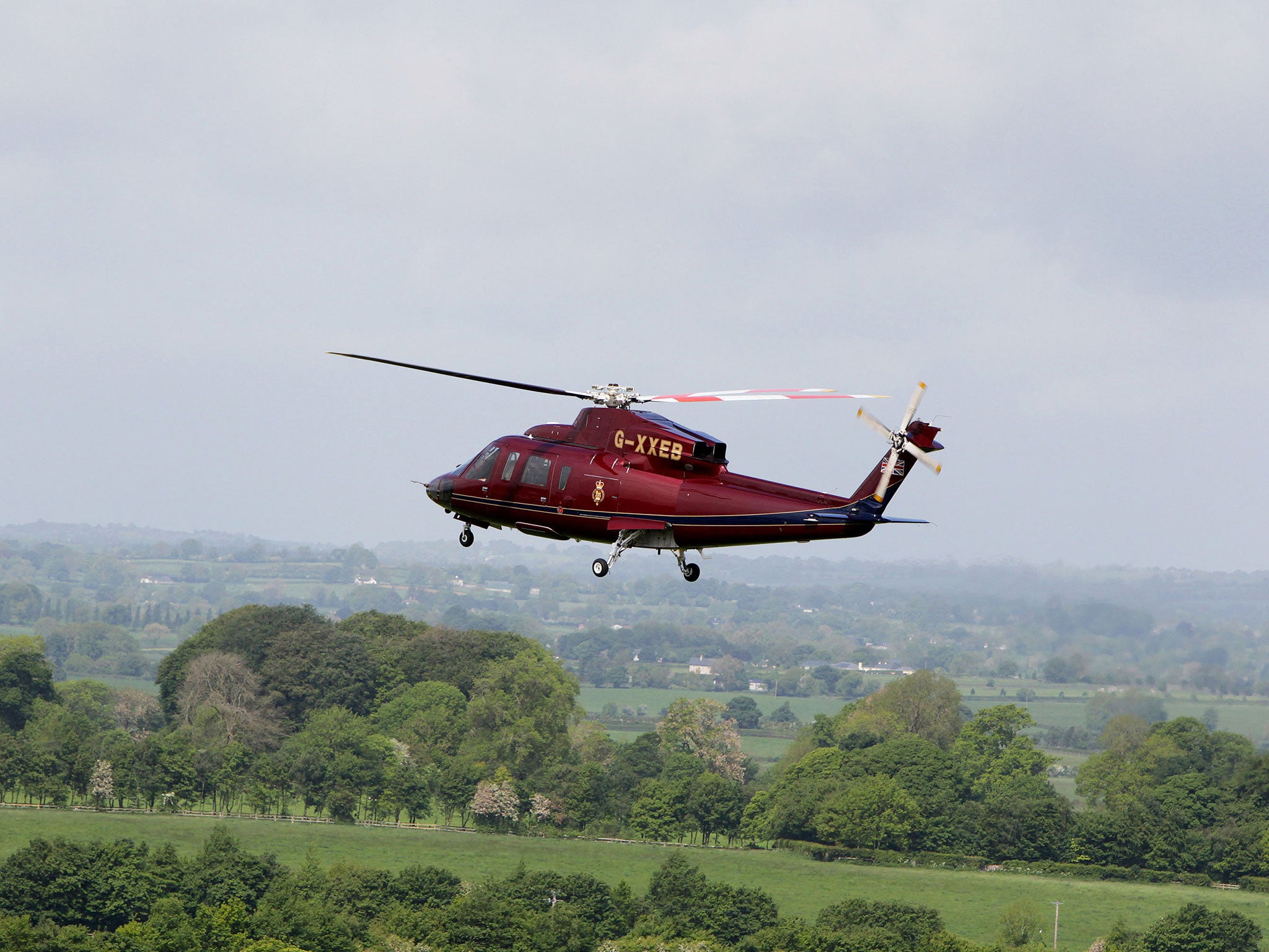 Queen Elizabeth II's helicopter, which Charles and Camilla used to arrive in Ascot on Sunday.