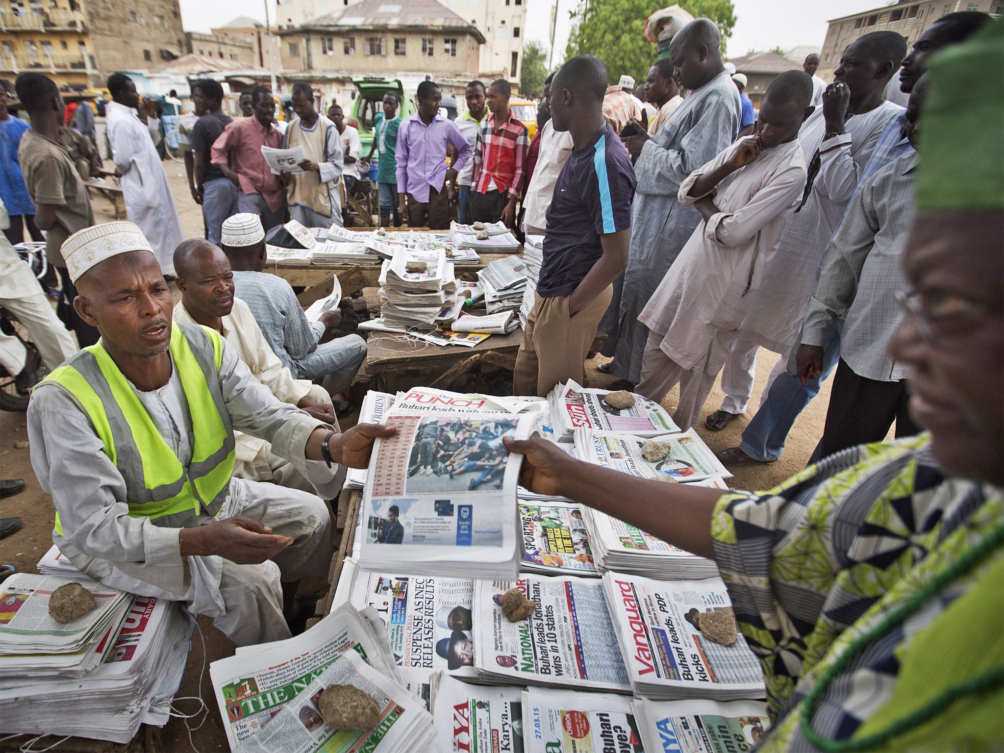 Due to curfews in much of Nigeria, many people learned the election results from newspapers and radio stations