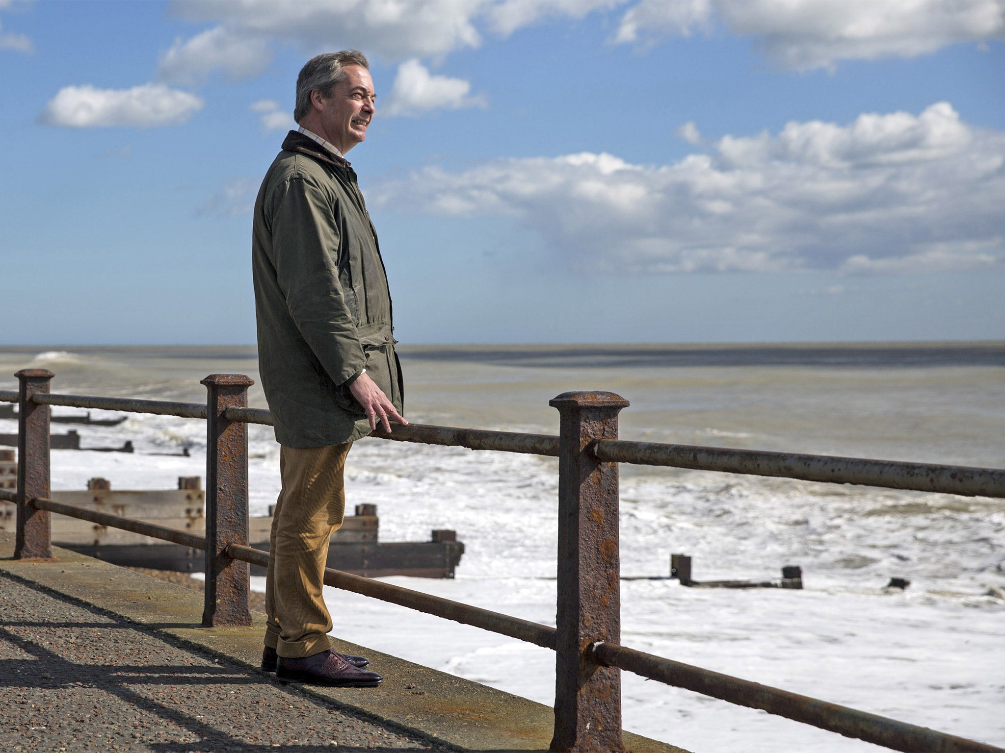 Nigel Farage gazes across the Channel from under the White Cliffs of Dover (Getty)