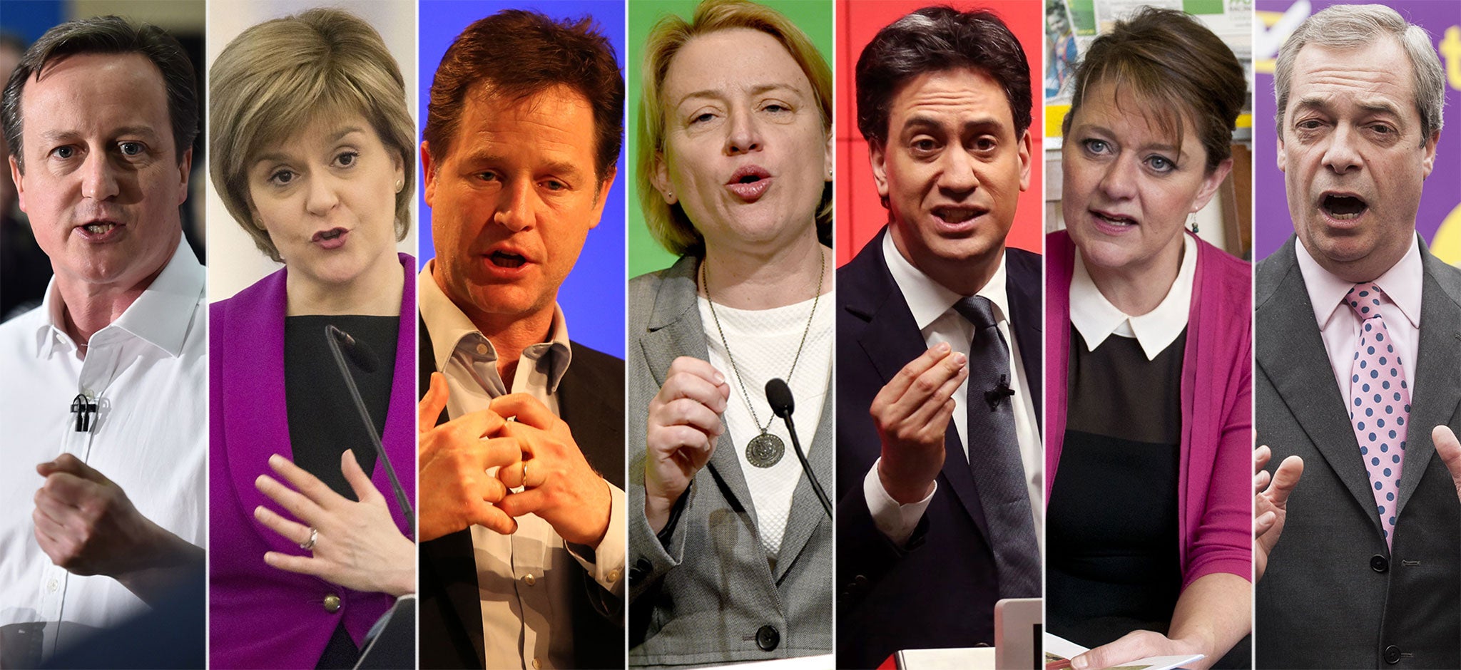 The seven leaders take each other on in their first and only live TV debate