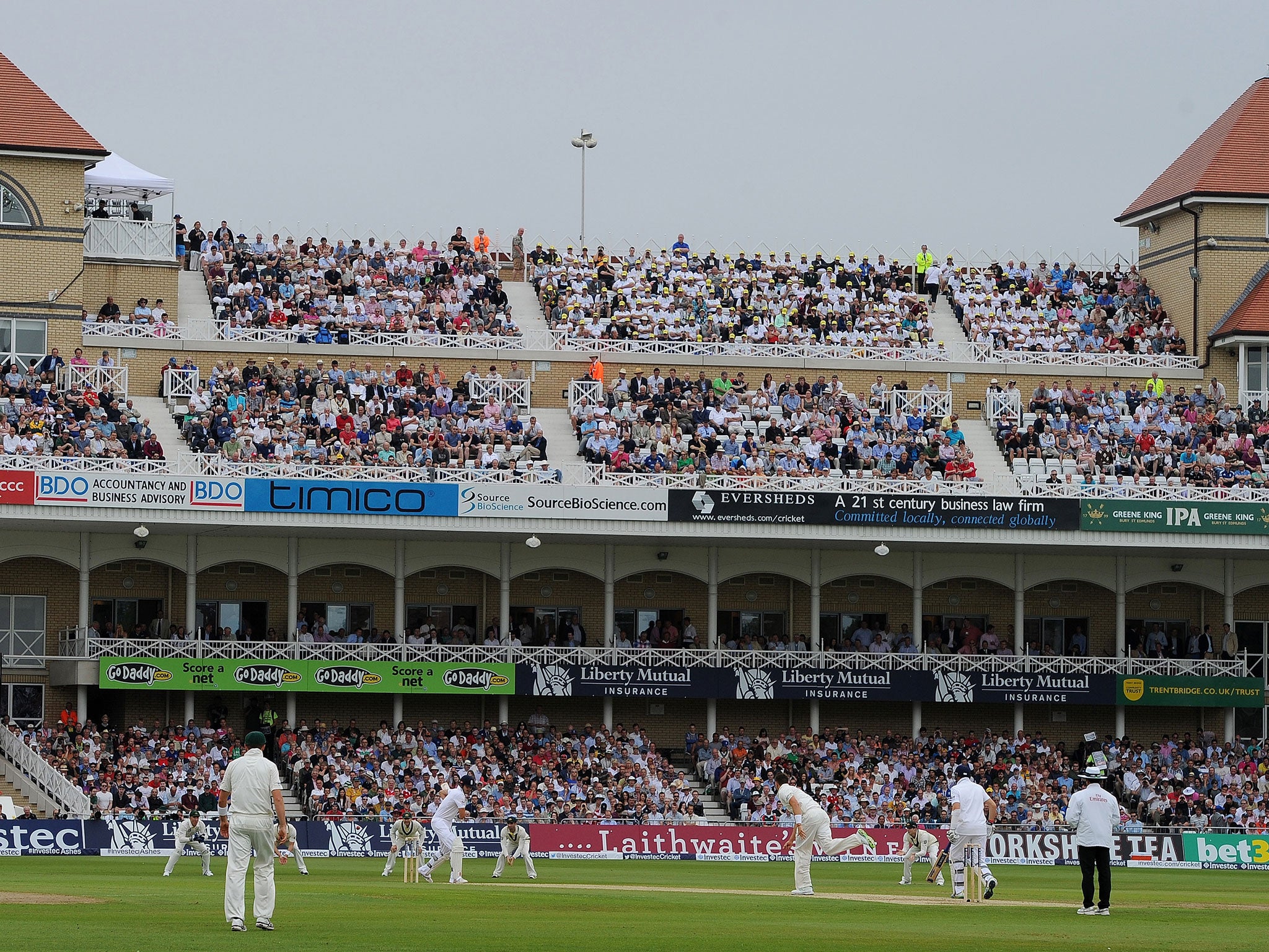 &#13;
An overcast day at Trent Bridge provides ample movement for swing bowlers &#13;