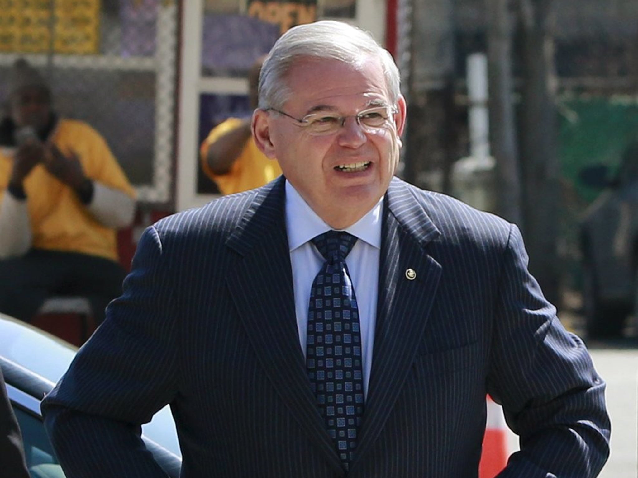 US Senator Robert Menendez slipped into a subway, fracturing his right shoulder