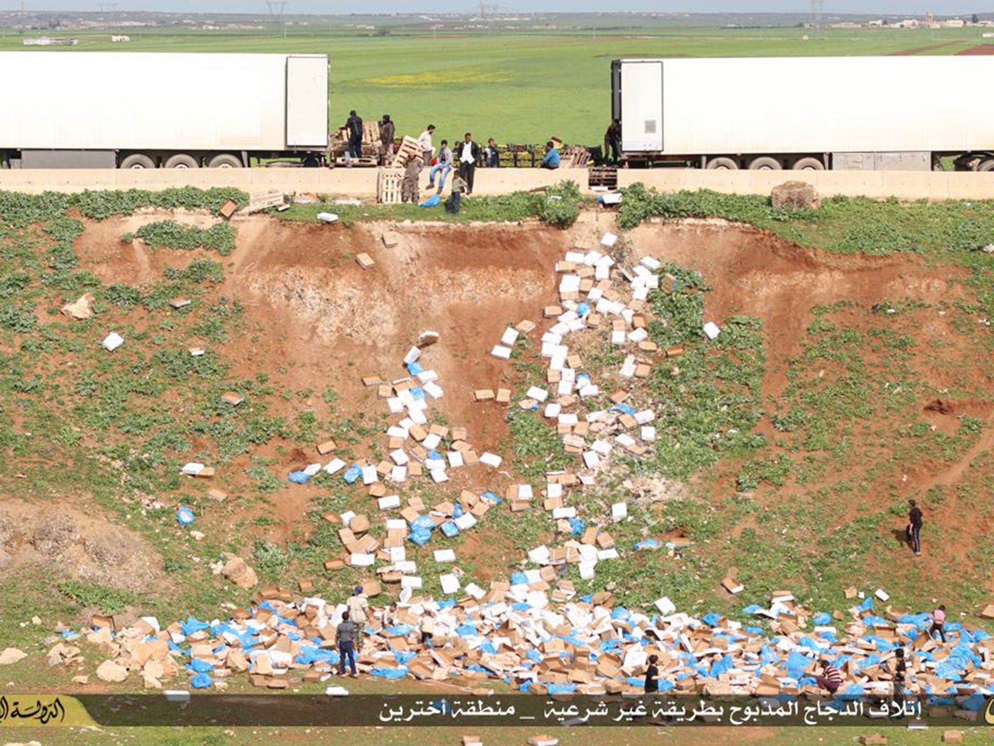 The trucks were stopped by Isis at a checkpoint in Aleppo