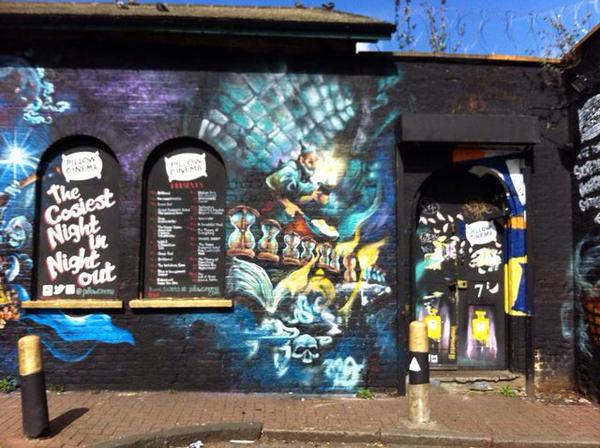 Graffiti on the walls of the Pillow Cinema in London's East End (Jim Vision/Dr Zadok)