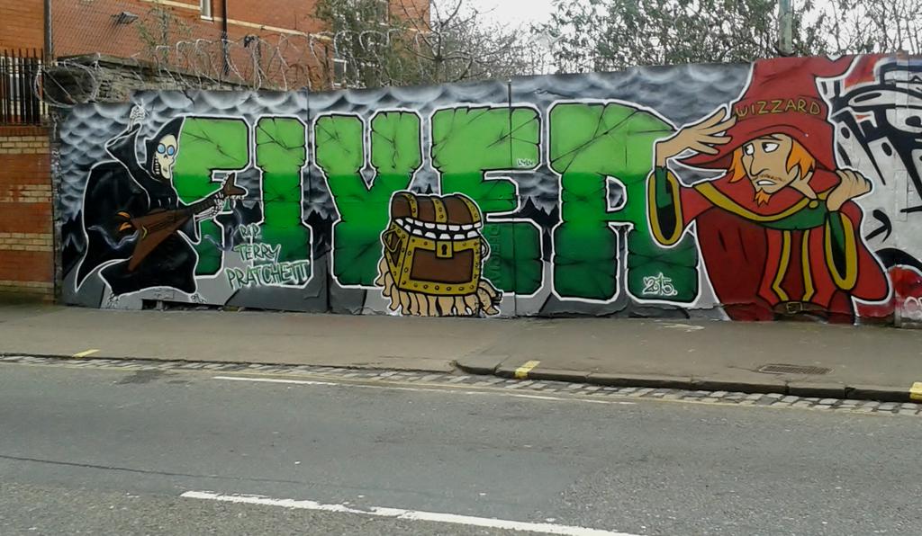 Graffiti tribute to Terry Pratchett in Bristol (Jim Vision/Dr Zadok)