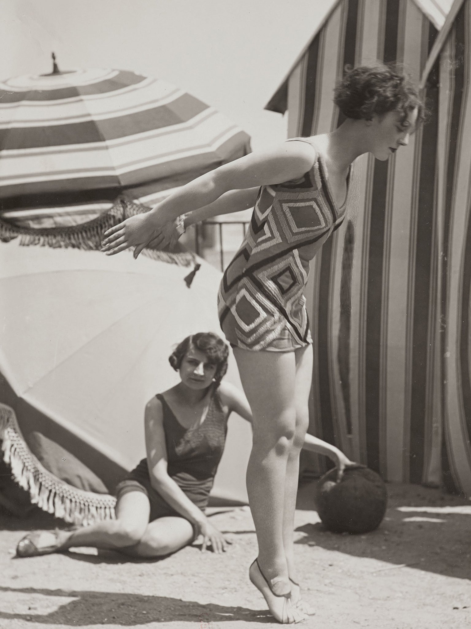 Fashion models in Delaunay-designed bathing suits c.1929