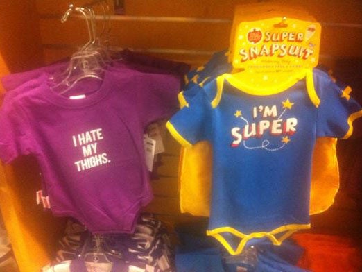 The babygrows on sale in the store