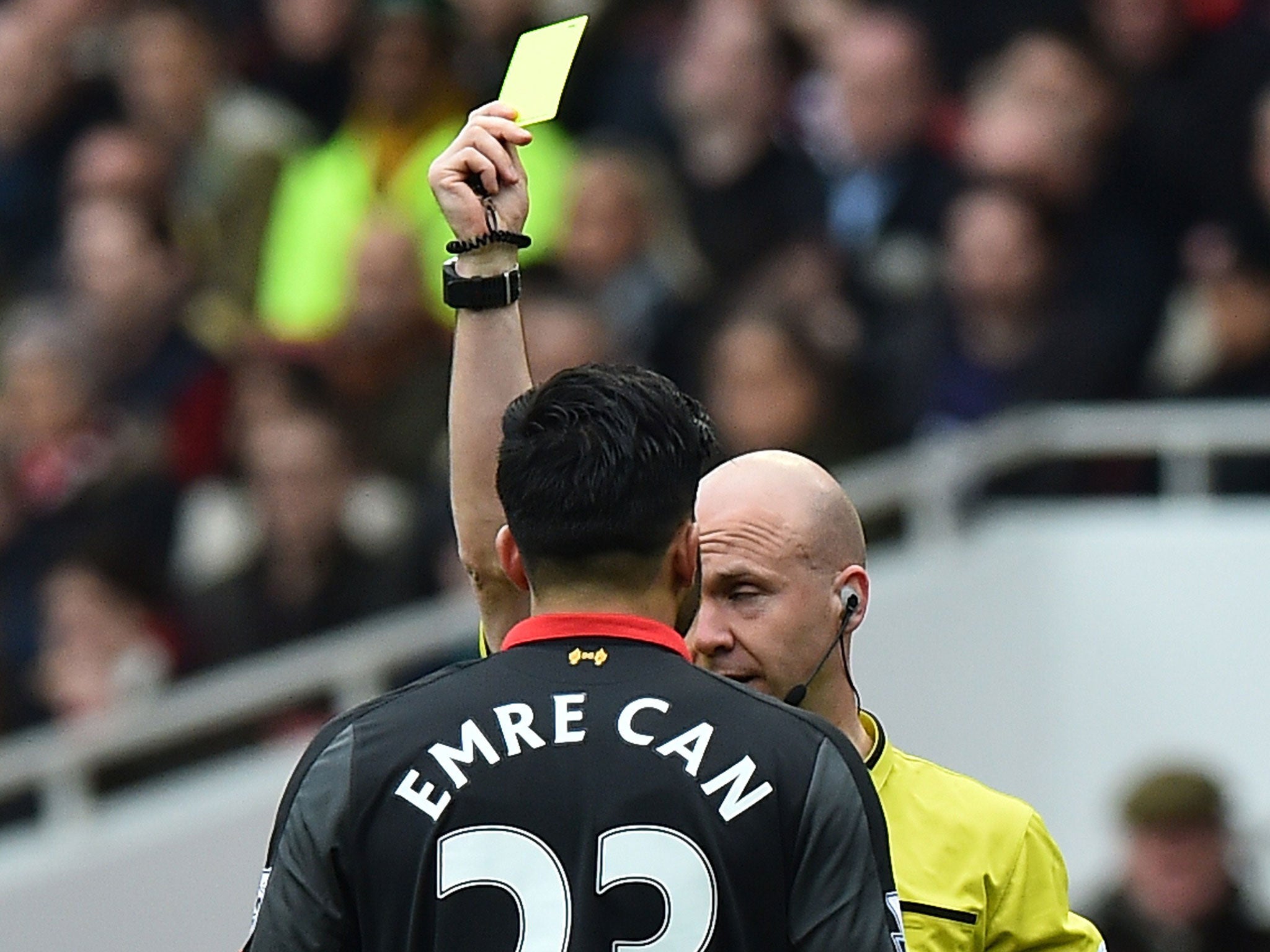 Emre Can was booked early in the second half