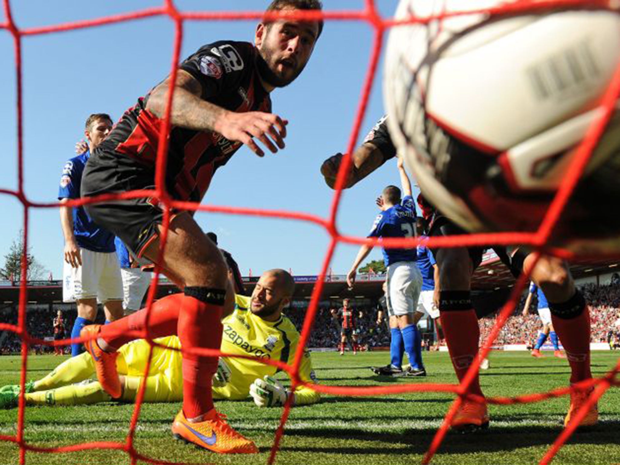 Defender Steve Cook begins the fightback as he forces home the first goal for Bournemouth