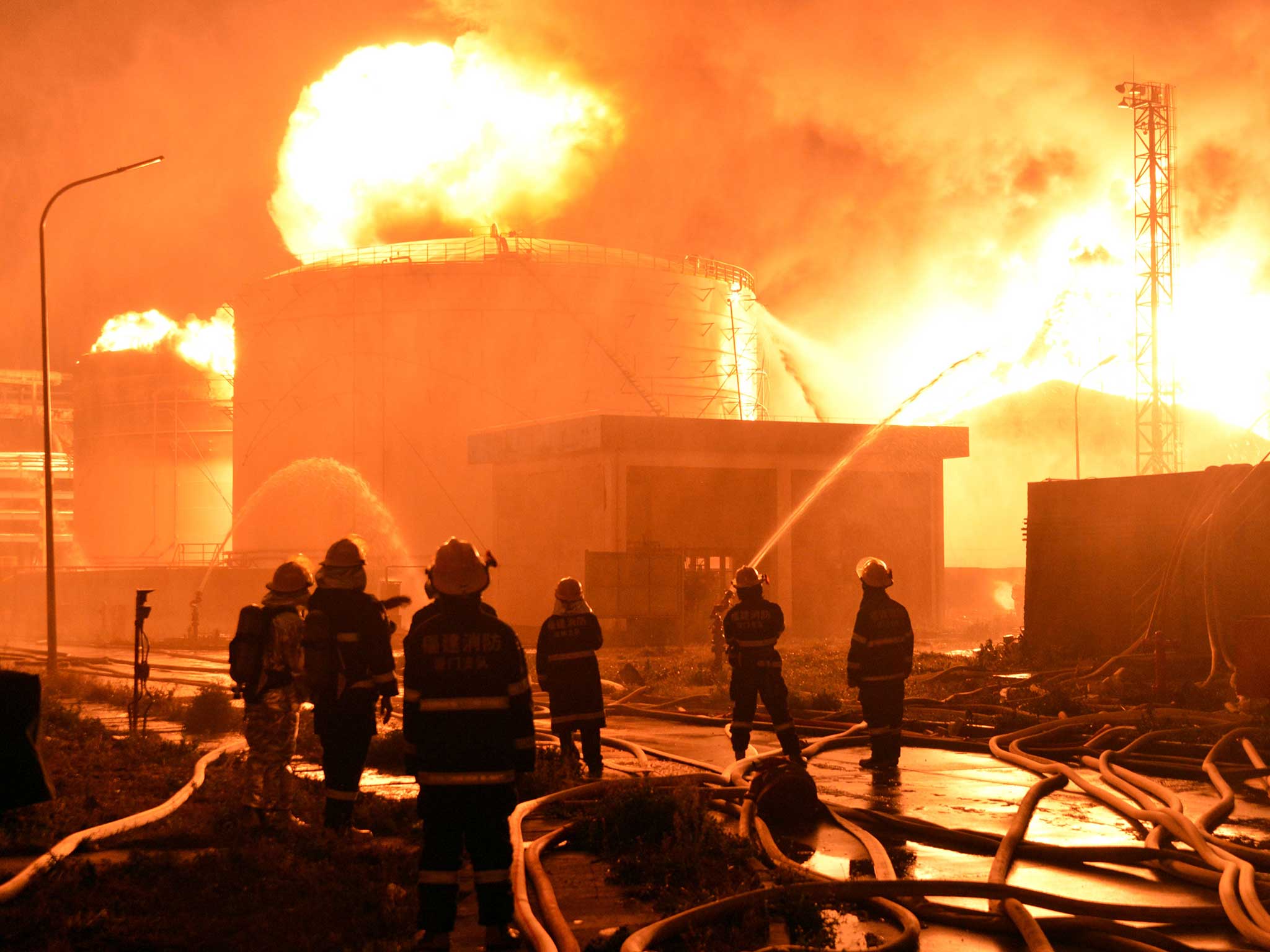 Firefighters tackle the blaze in eastern China