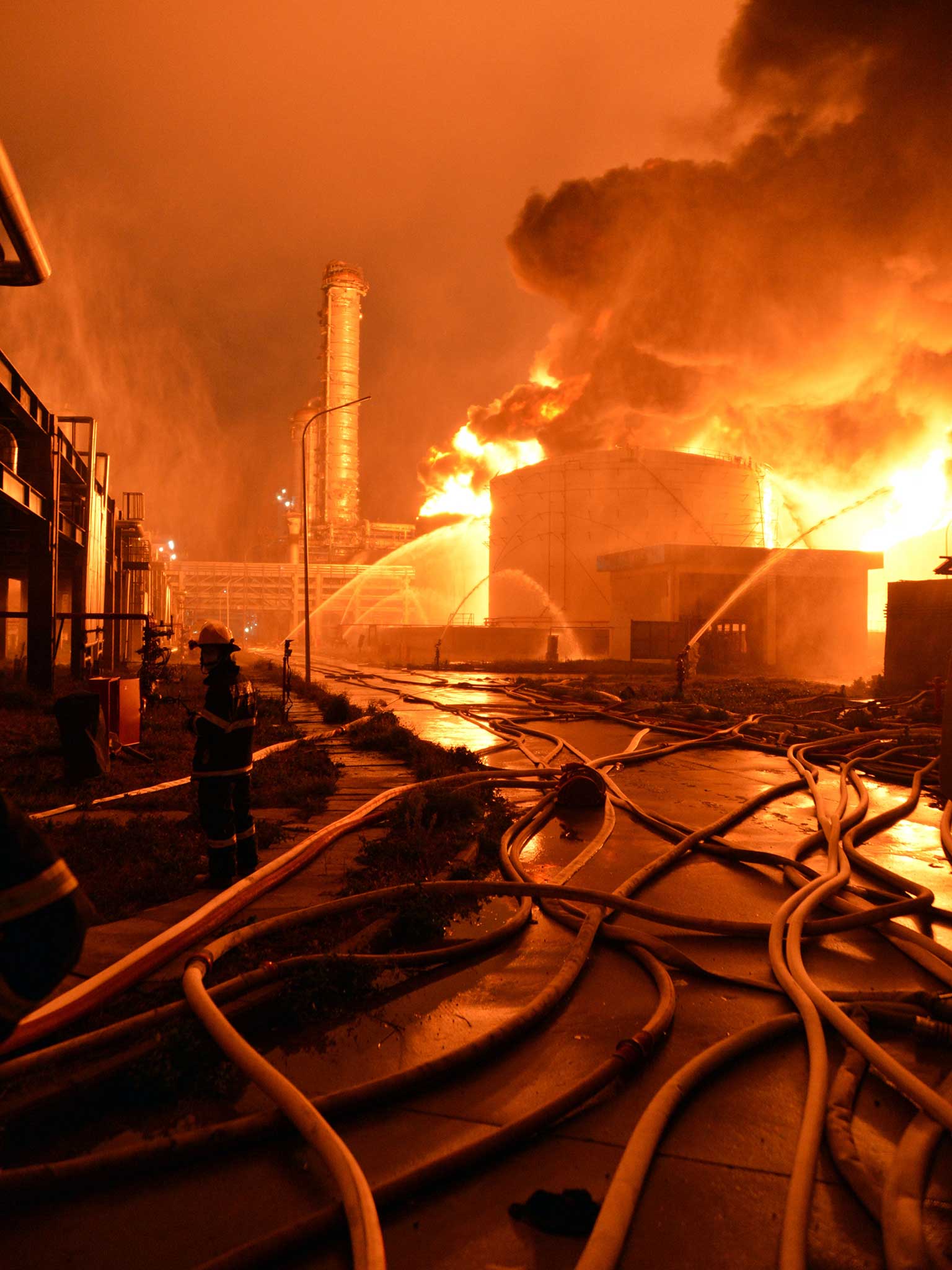 The flames could be seen for miles away