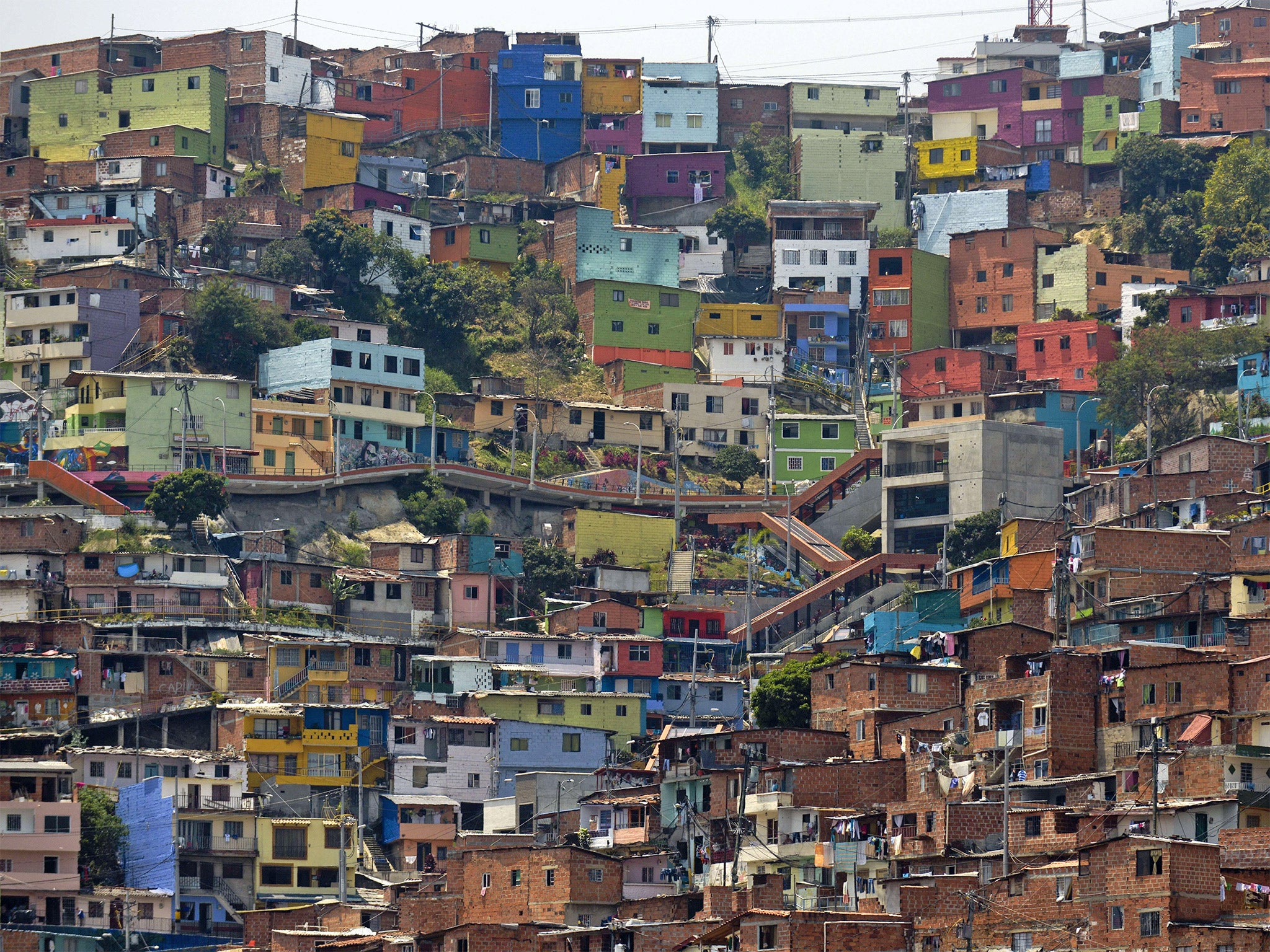 View of the Comuna 13 shantytown, one of the poorest areas of Medellin (Getty)