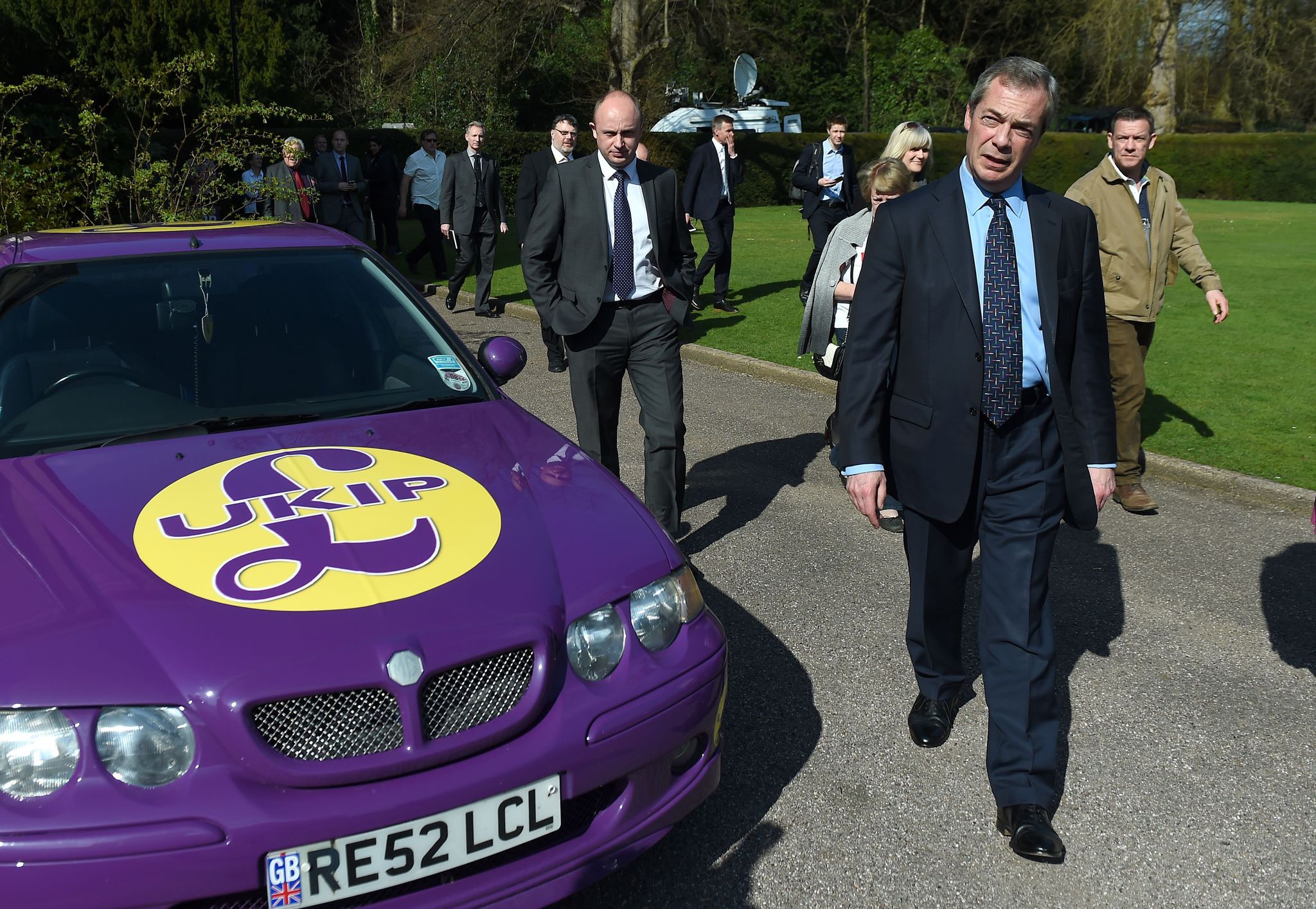 Nigel Farage on a visit to Dudley (PA)