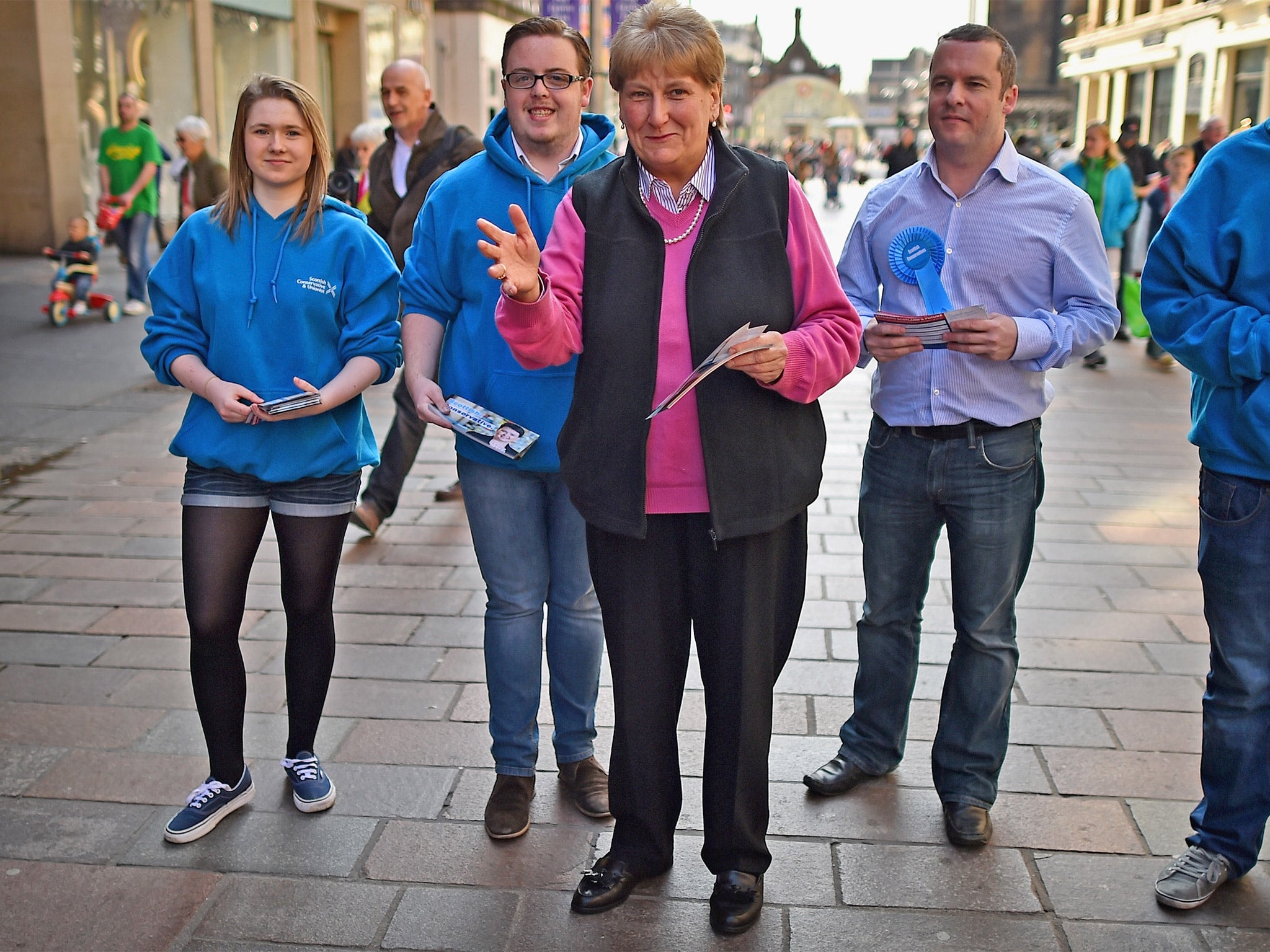 Annabel Goldie campaigns in Buchanan Street in Glasgow in 2015