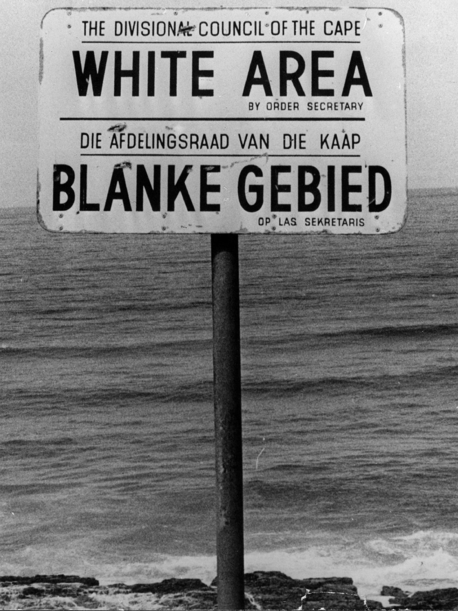 An apartheid notice on a Cape Town beach (Getty)