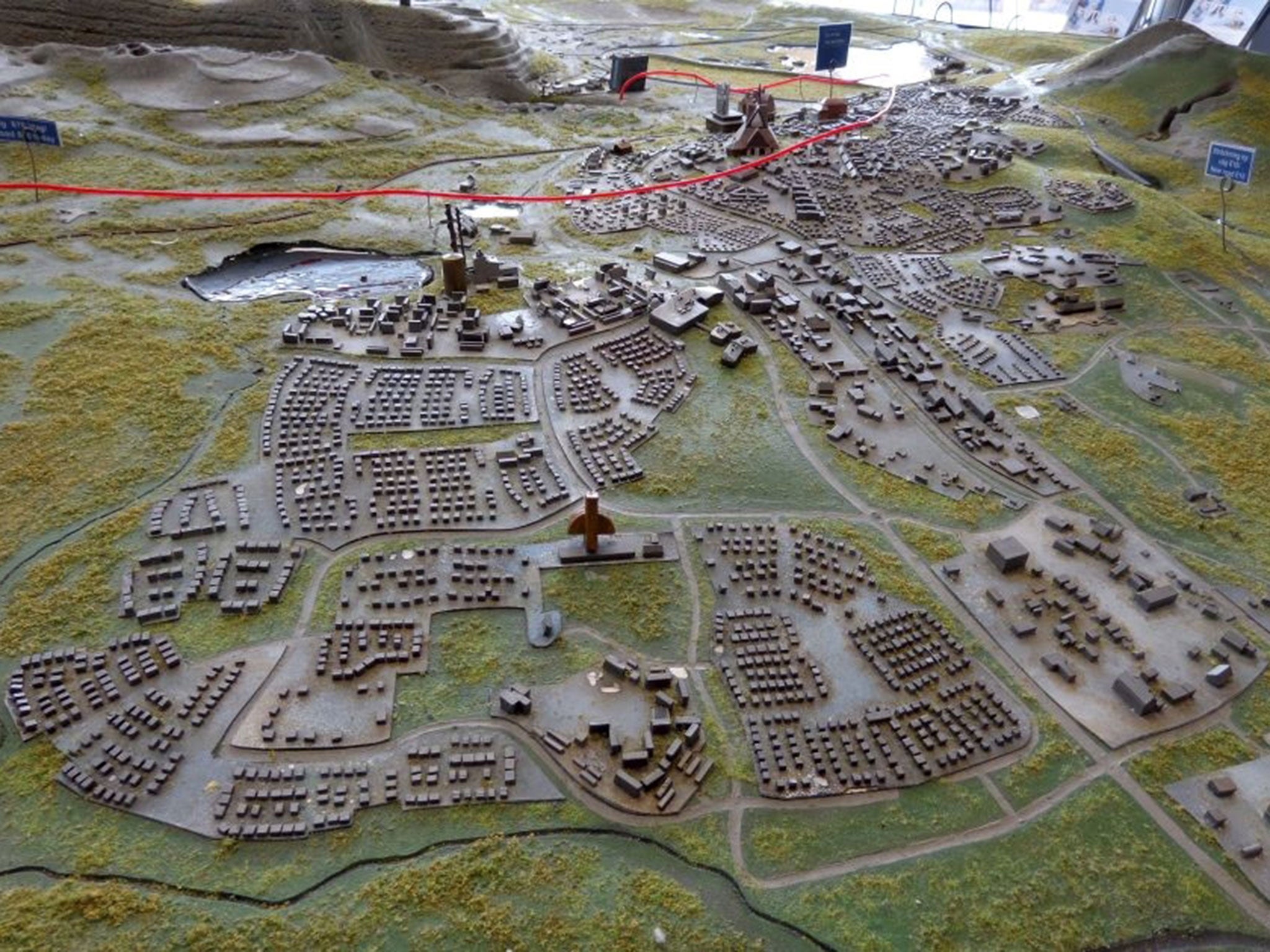 A model of Kiruna town showing the expected expansion of the iron ore mine on the town's outskirts. (Image: Reuters)