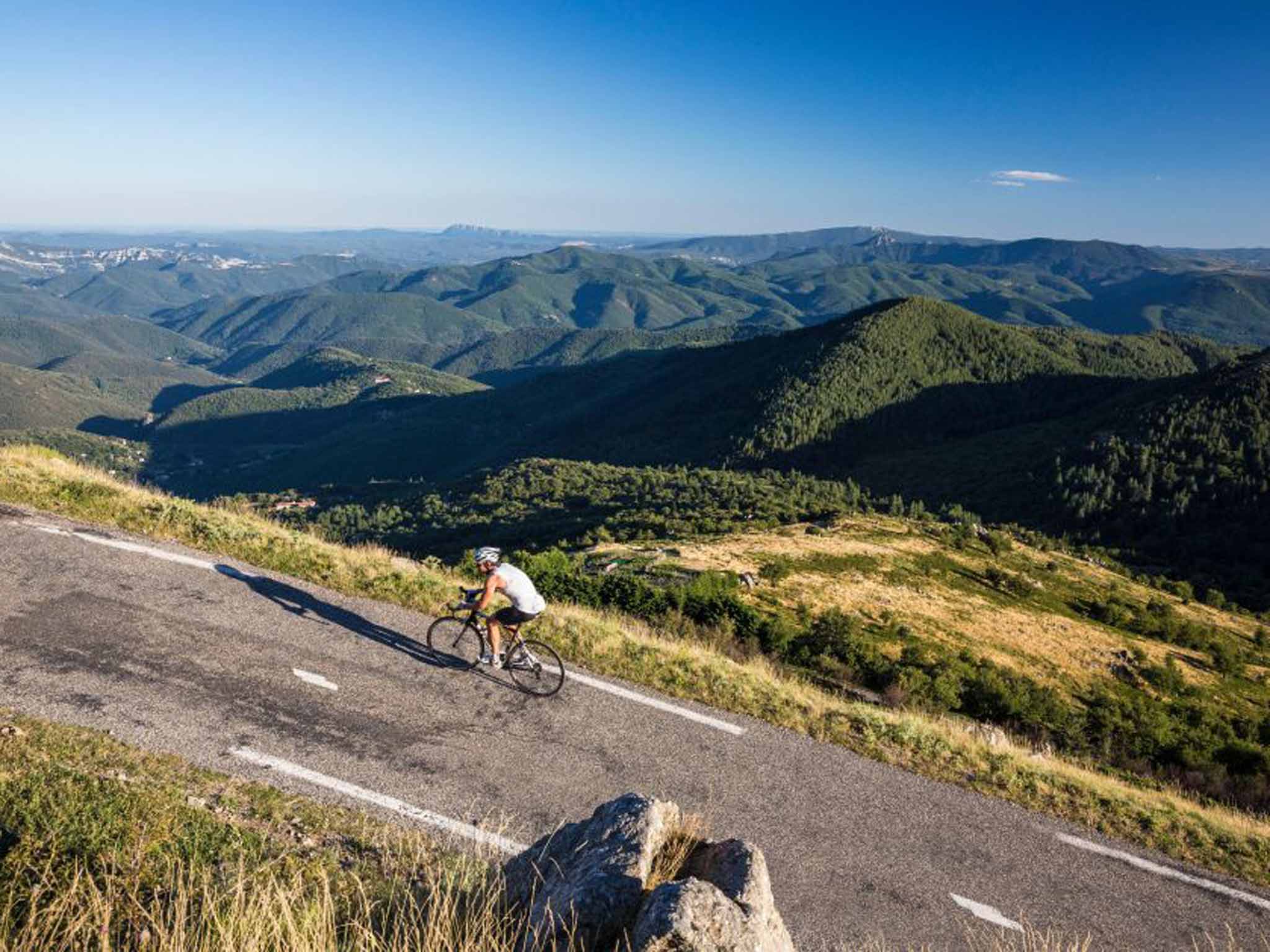 Hard climbing under fathomless blue skies