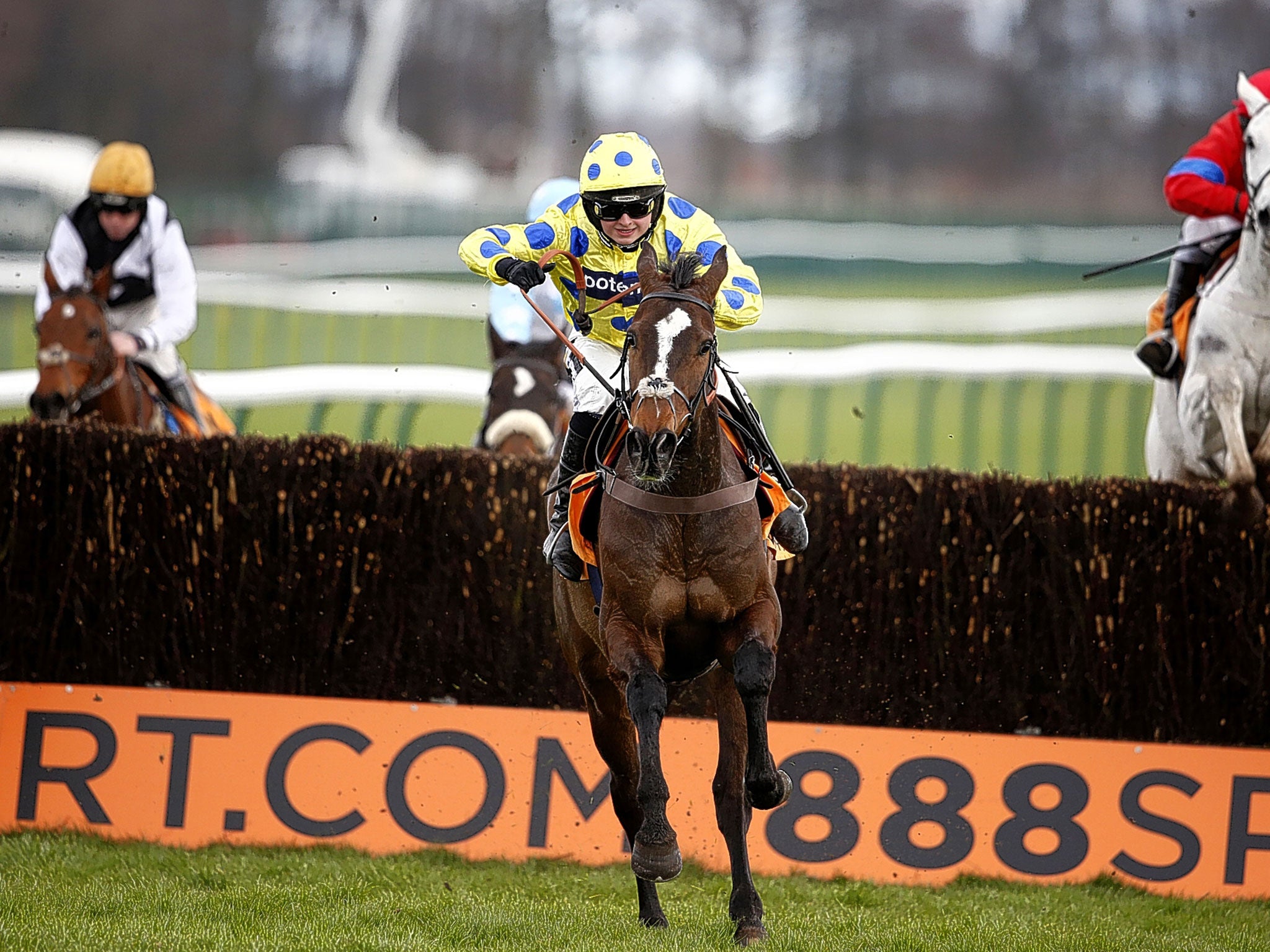 Sean Bowen rides Virak to victory in the 888Sport.com Handicap Chase at Haydock last Saturday