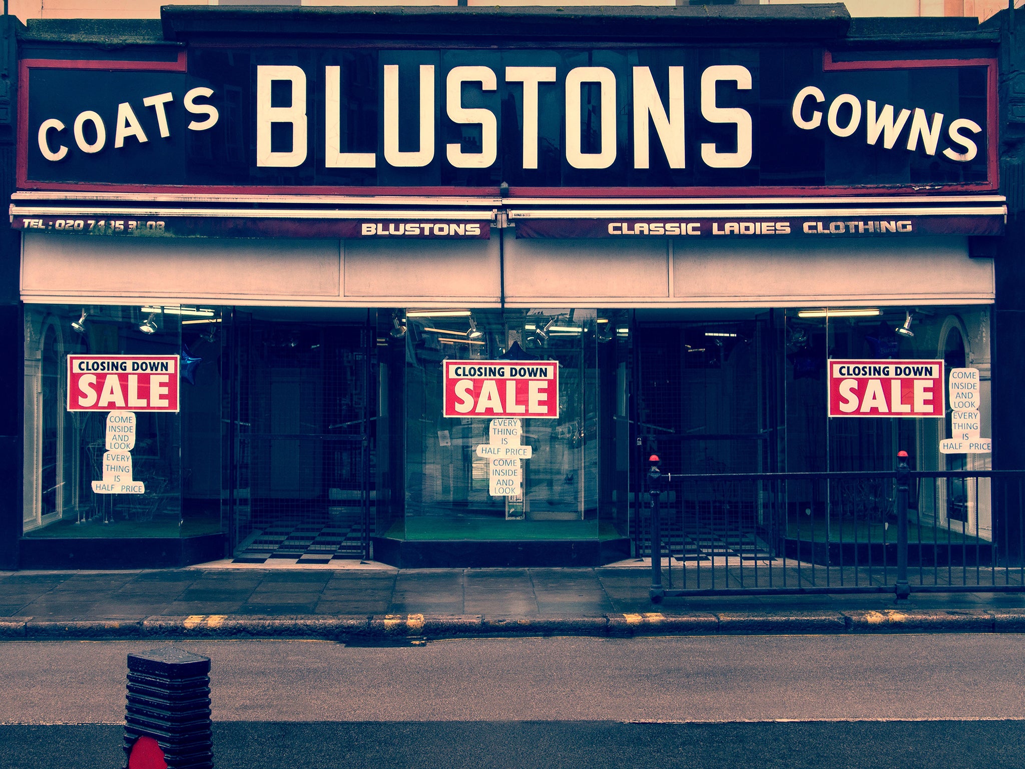 Shutting up shop: Today, Blustons' extensive walk-around plate-glass windows stand empty (Alamy)