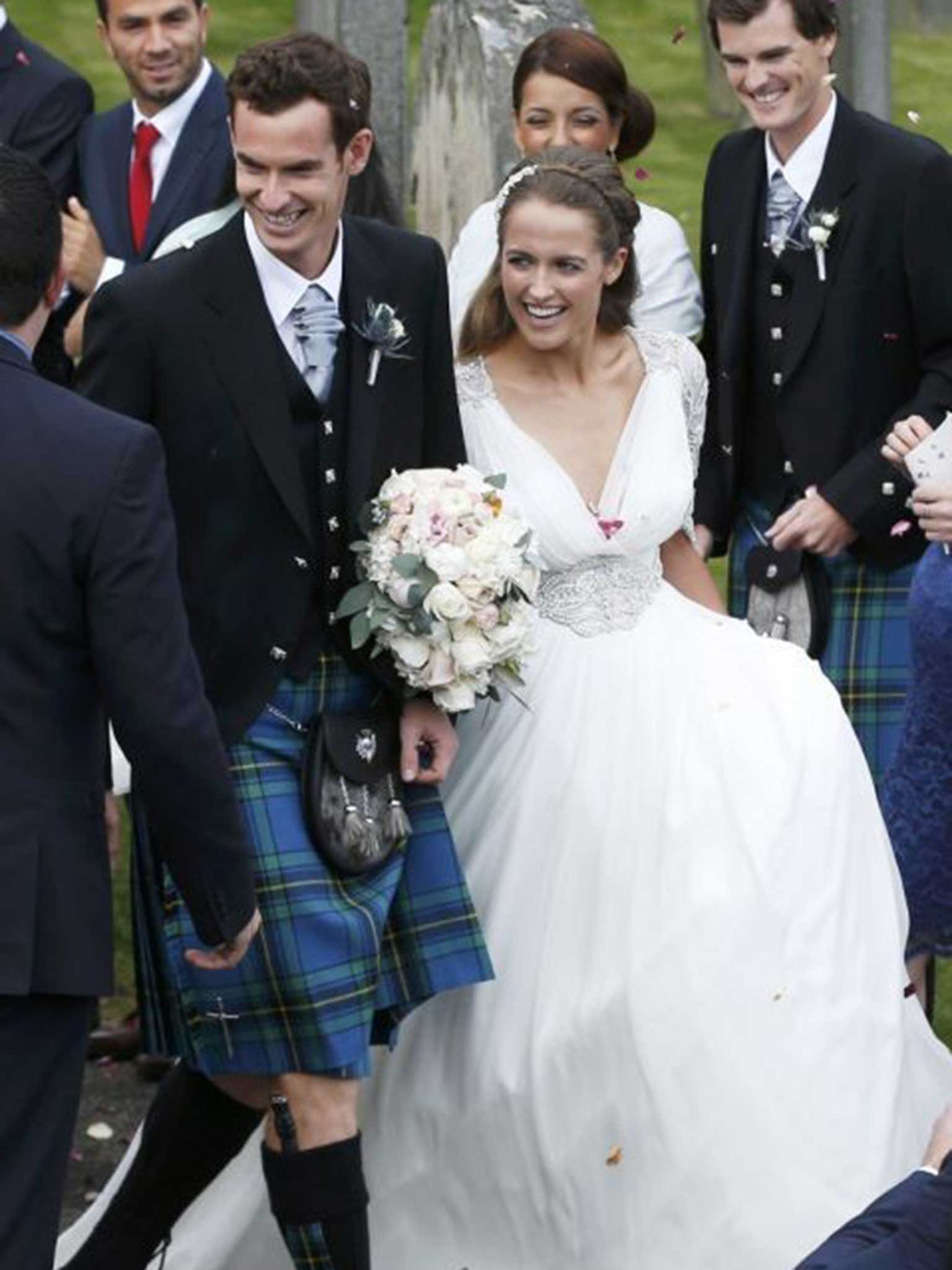 The couple leave the cathedral