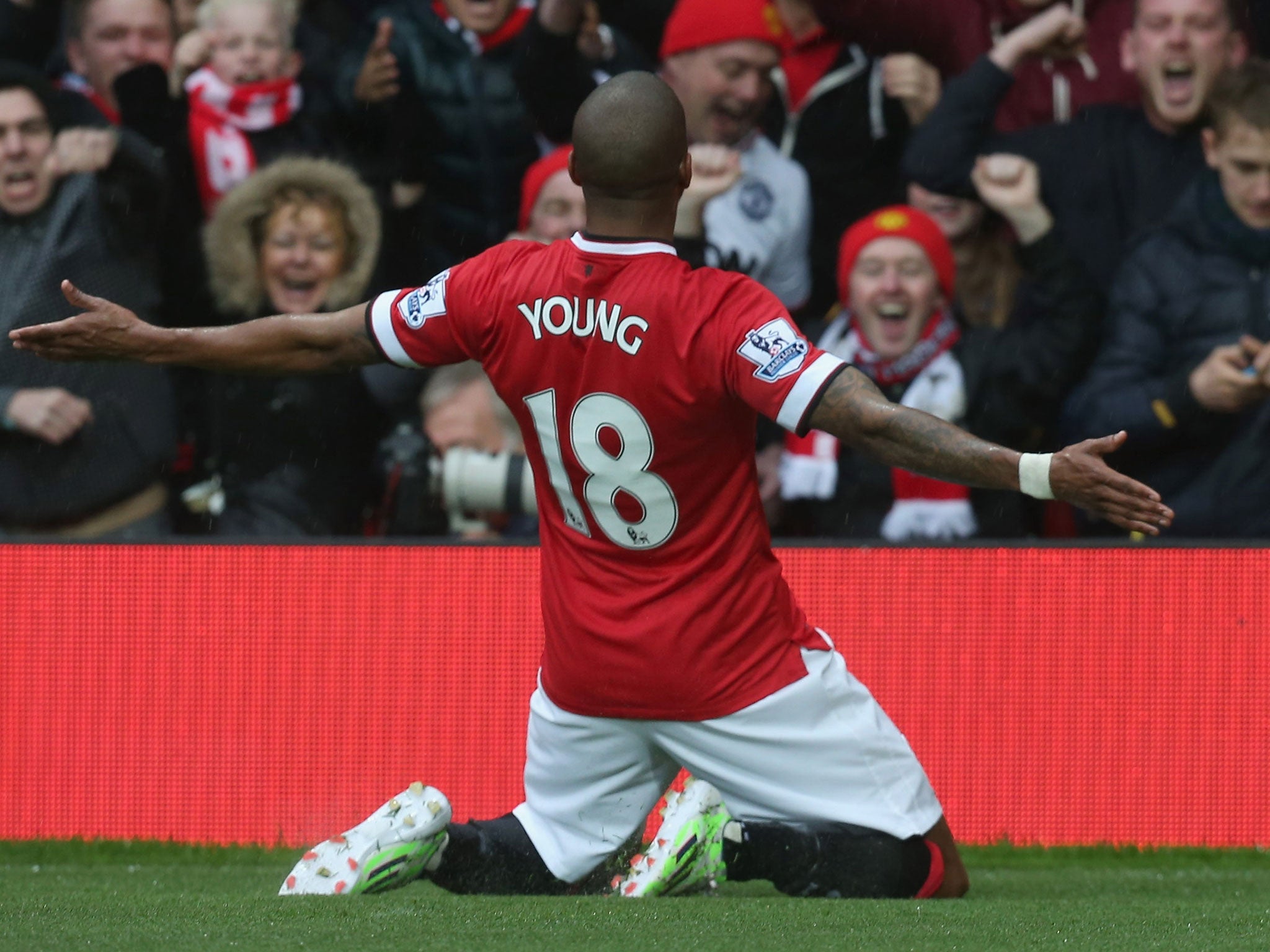 Ashley Young celebrates the equaliser