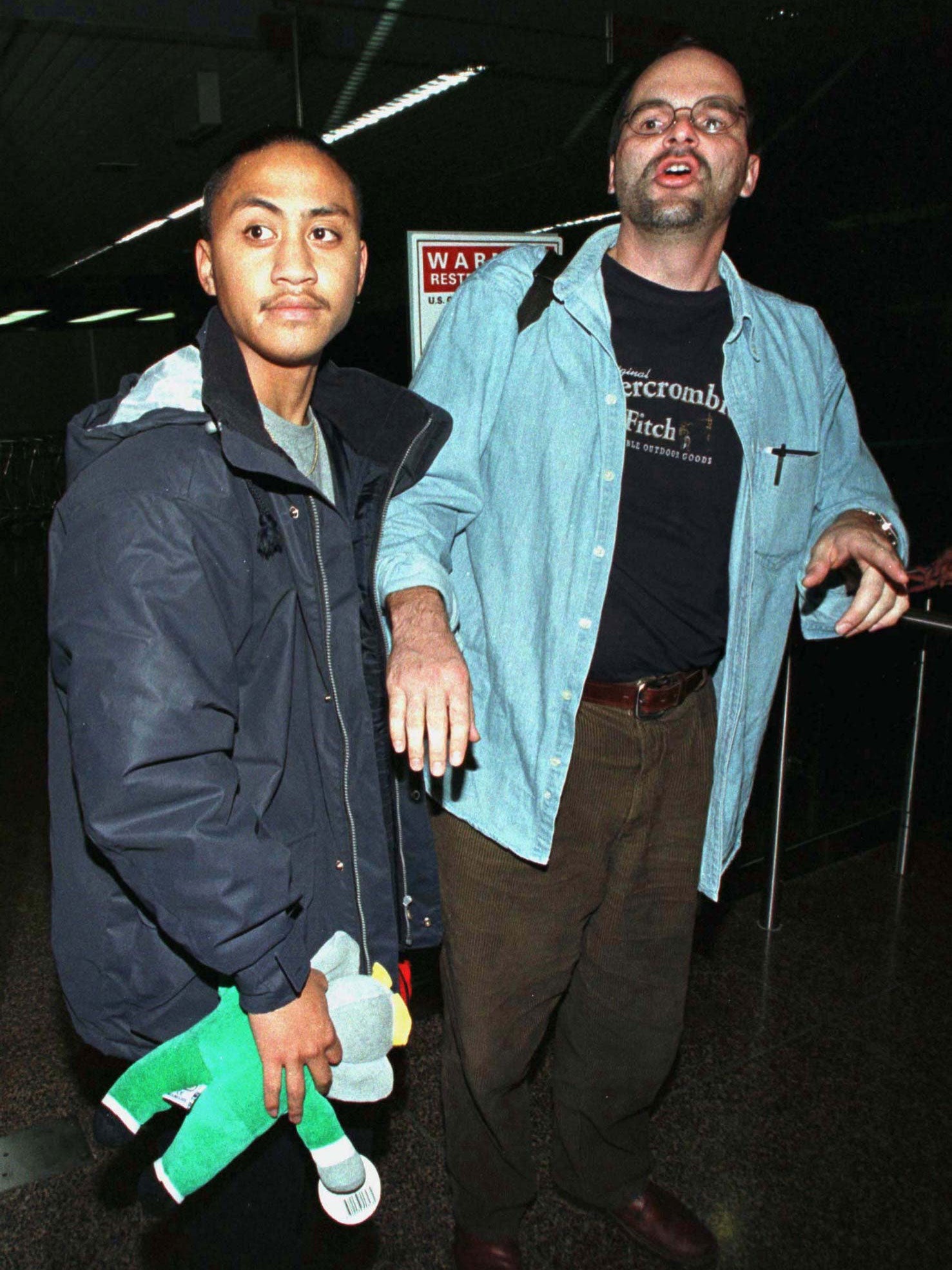 Fifteen-year-old Vili Fualaau (L), 1998, clutching a French present for his children by convicted statutory rapist Mary Kay Letourneau