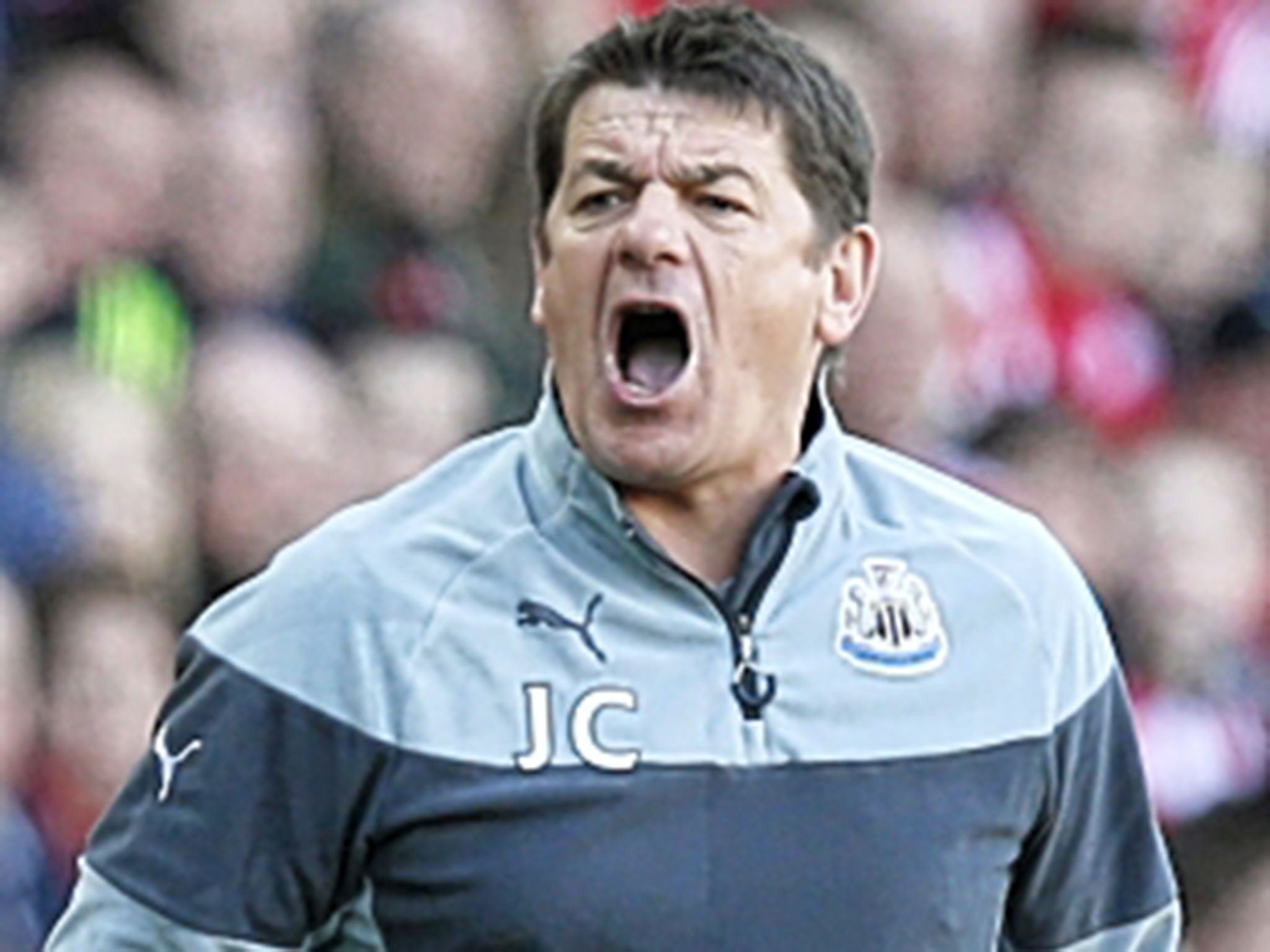 Newcastle manager John Carver reacts on the touchline