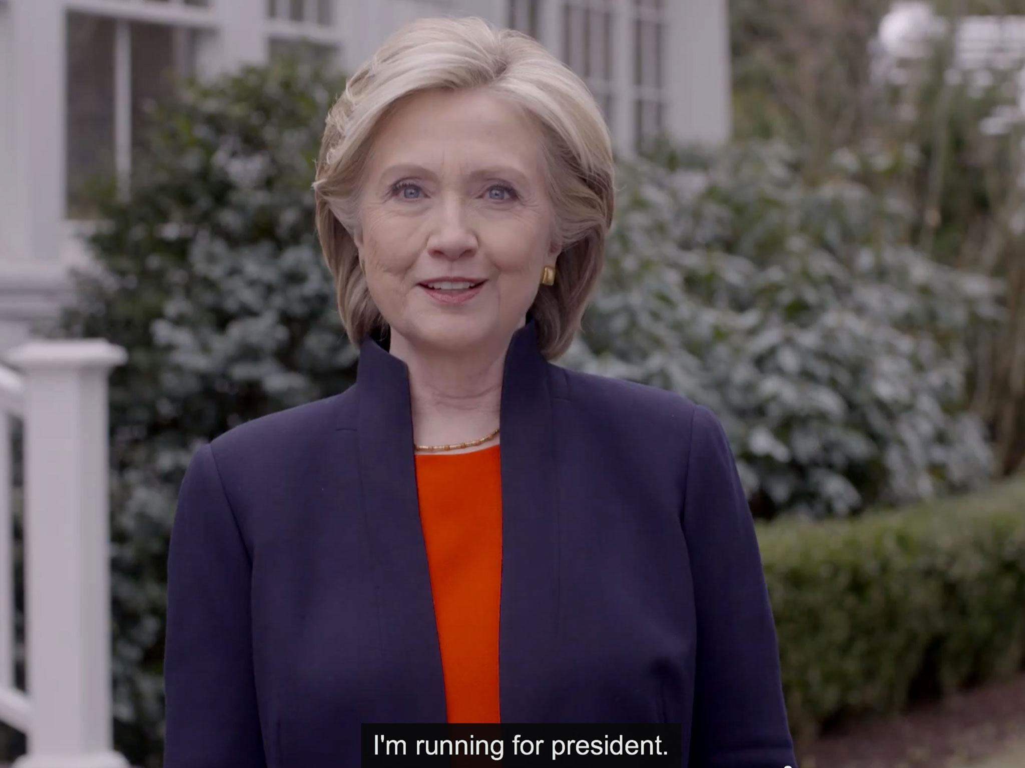 Hillary Clinton formally declares in a video that she will seek the Democratic Party’s presidential nomination for 2016, and says she wants to bring the benefits of the economic recovery to all Americans