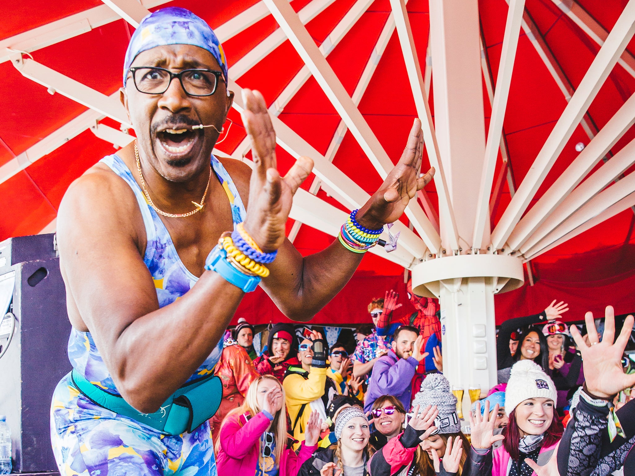 Mr Motivator leads his daily warm-down