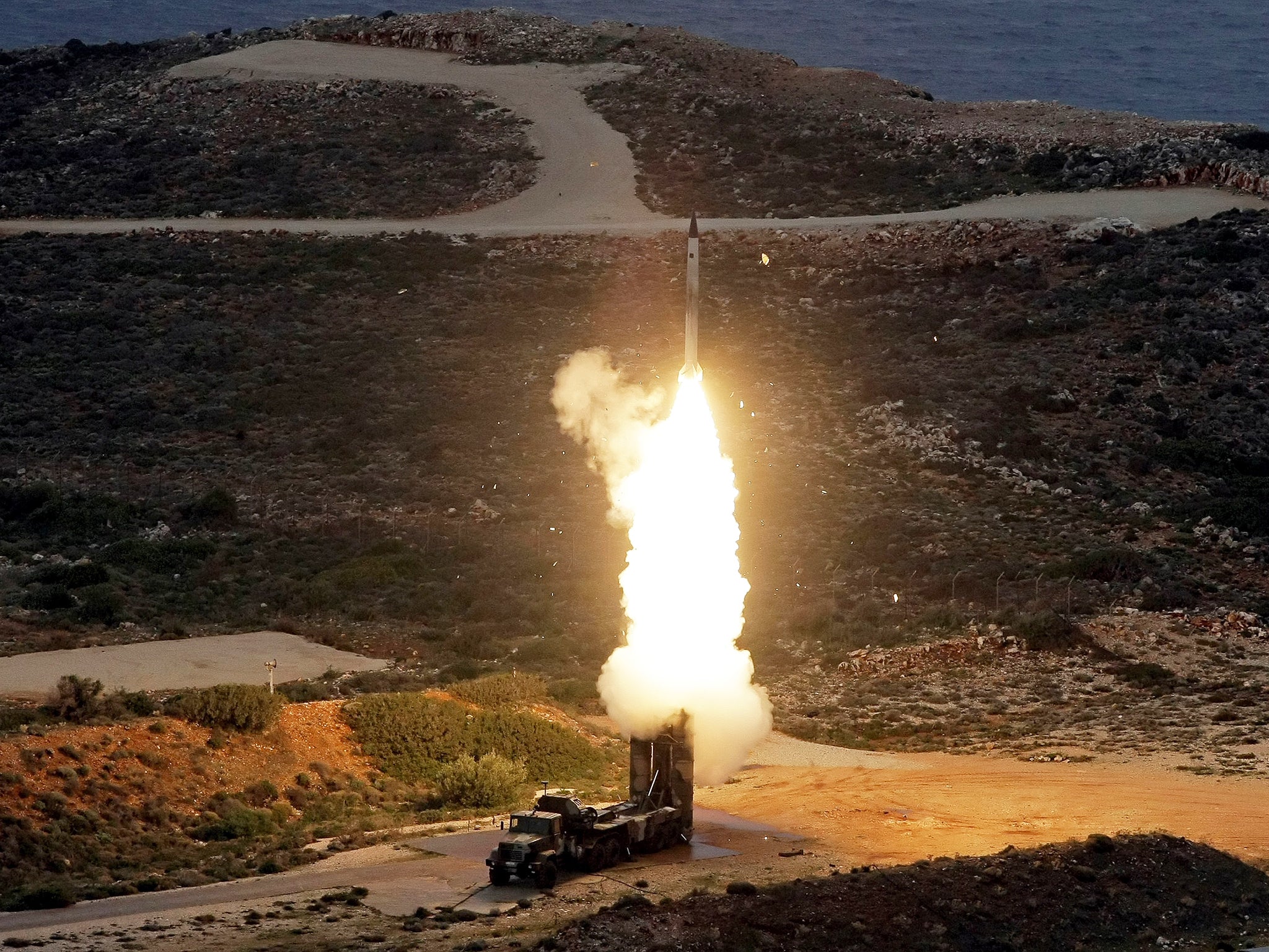 The launch of an S-300 PMU-1 anti-aircraft missile. Greece was the first NATO country to try the Russian long-range missile system