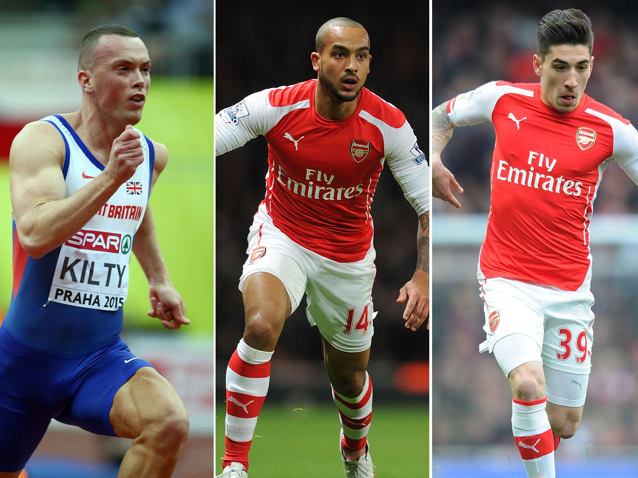 Richard Kilty, Theo Walcott and Hector Bellerin