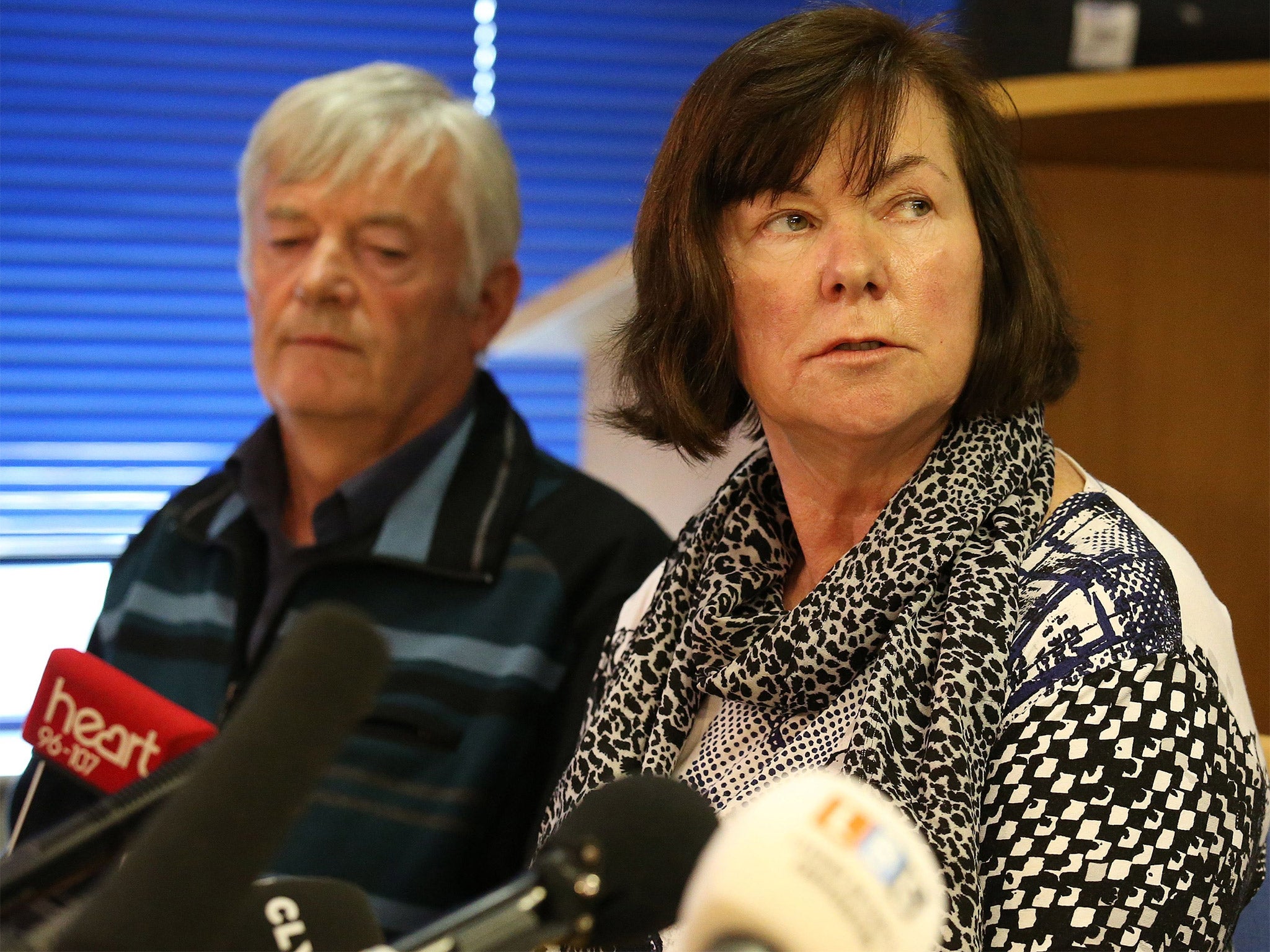 Marian and John Buckley speak to the media in Glasgow on Tuesday