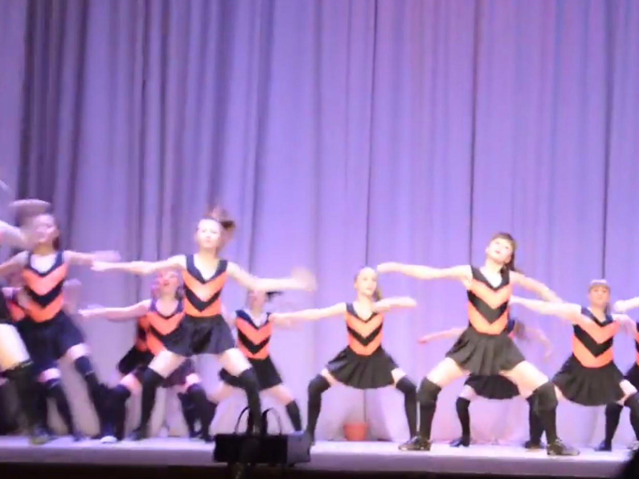 The girls eventually ripped their skirts off and twerked wearing just leotards and socks