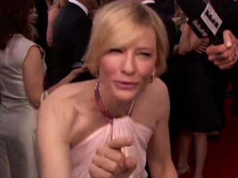 Blanchett bent down to give the E! network a piece of her mind