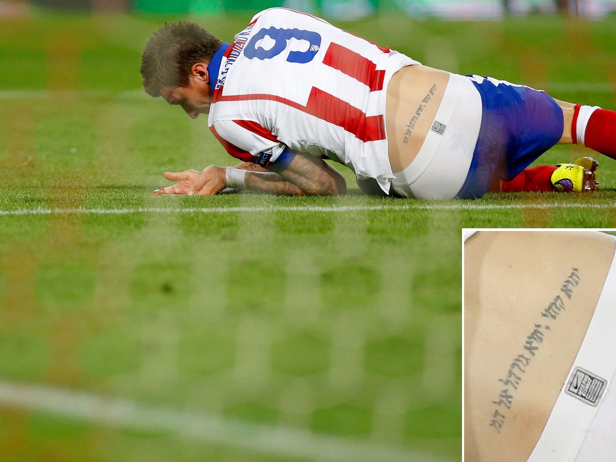 A close up of Mandzukic's tattoo