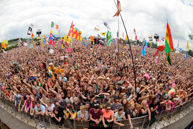 Festival-goers soak up the atmosphere at Glastonbury 