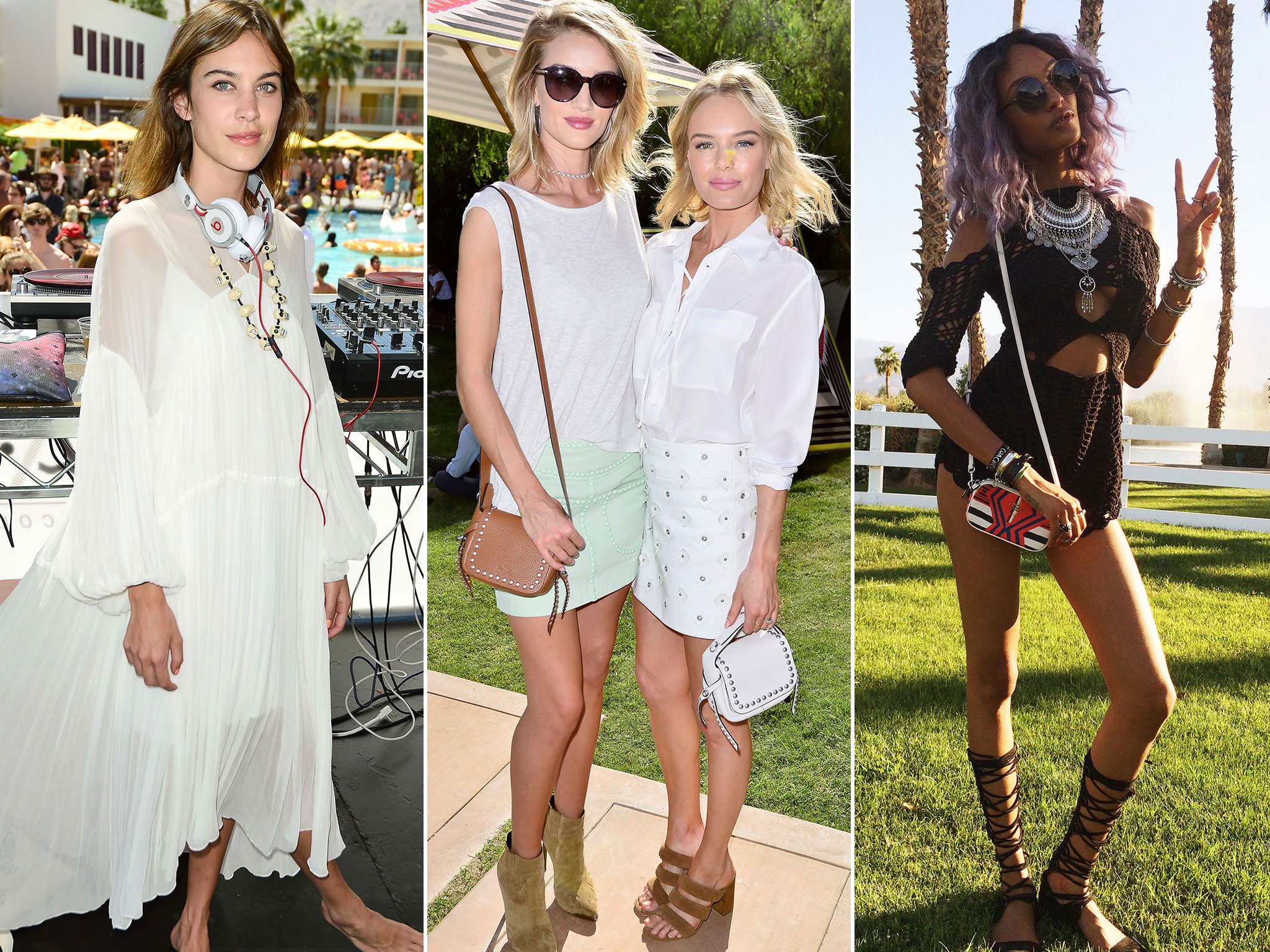 Alexa Chung, Rosie Huntington-Whiteley and Jourdan Dunn at Coachella